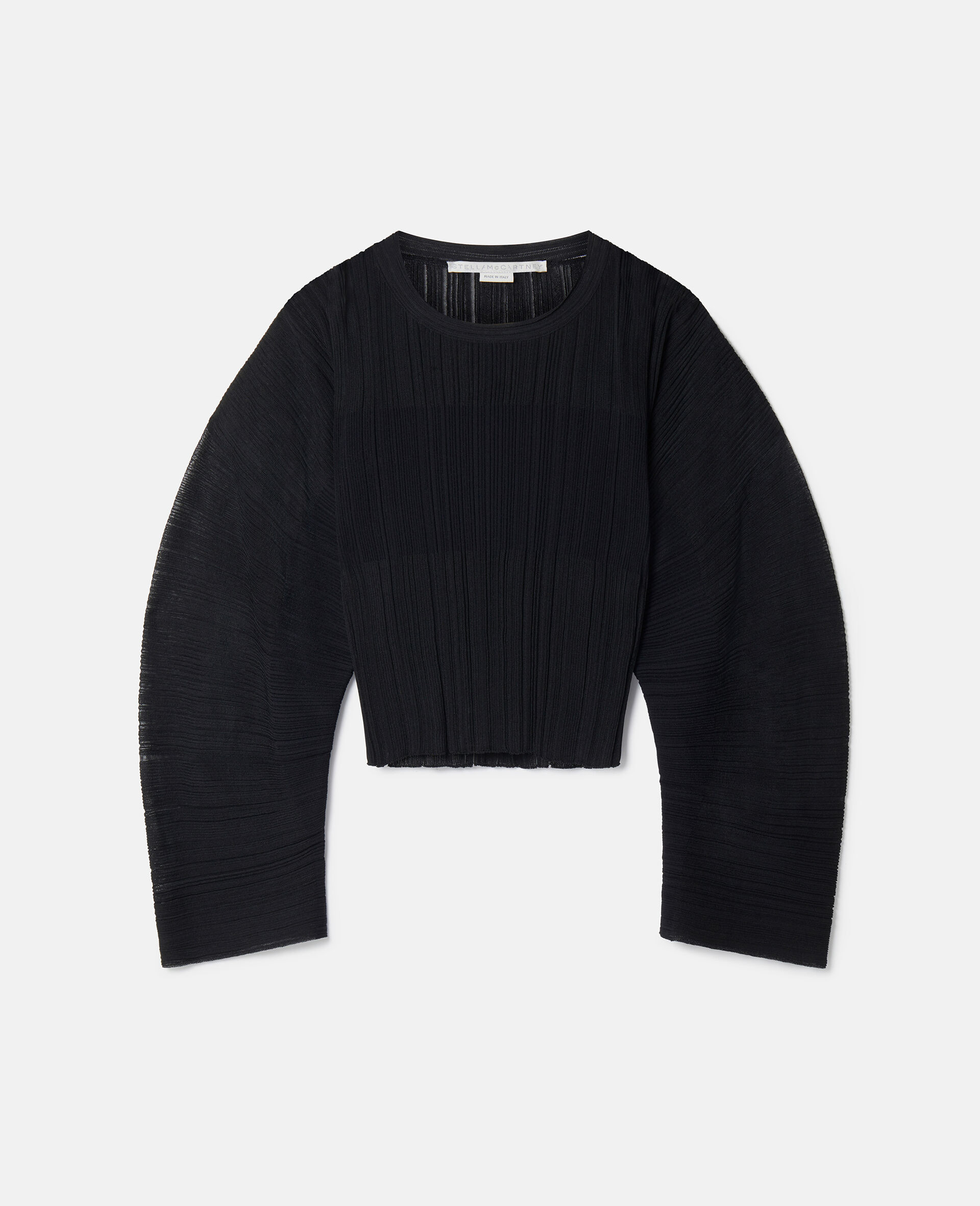 Haut en maille plissée à manches bouffantes-Noir-medium