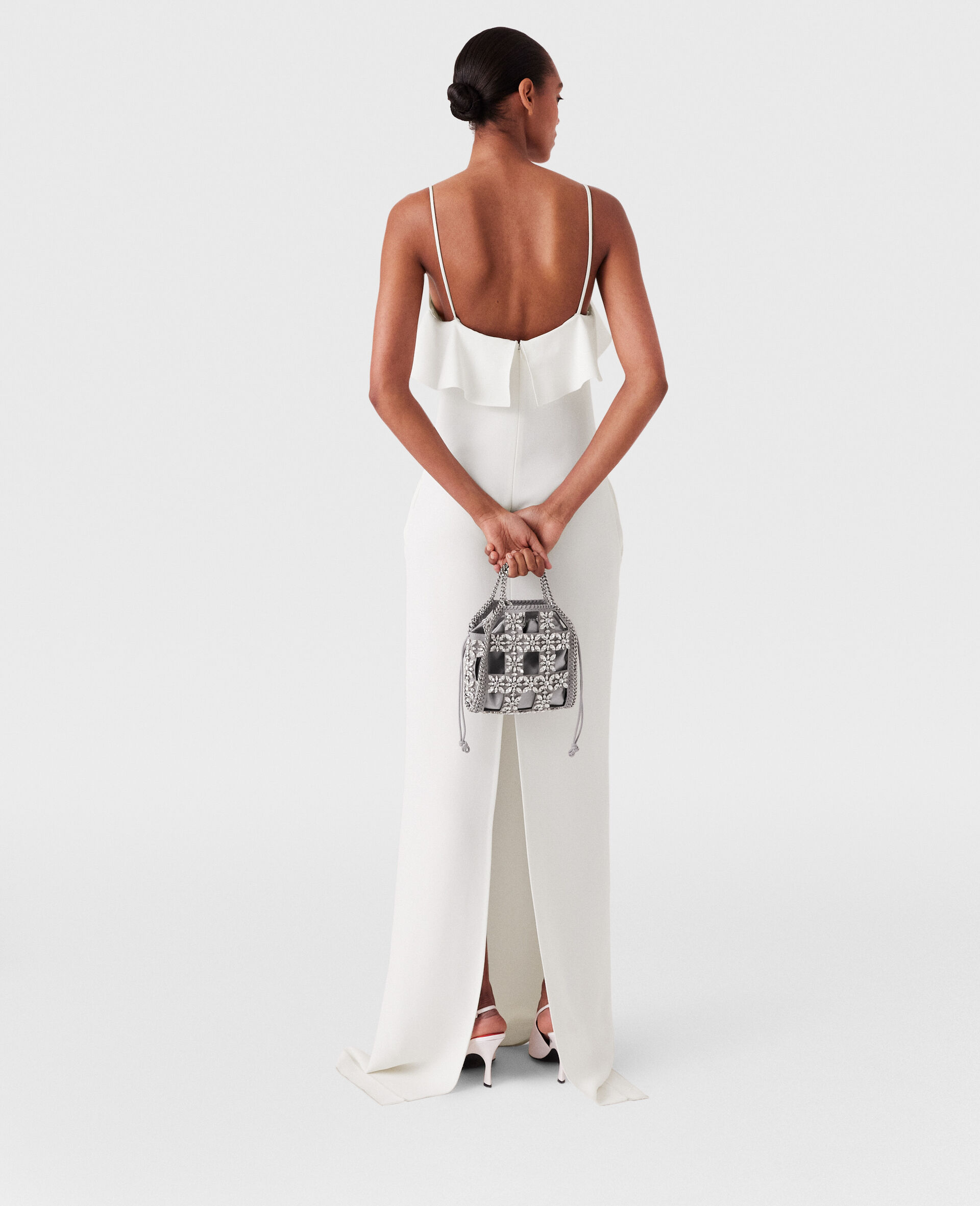 Robe volantee a col en V-Noir-large image number 3