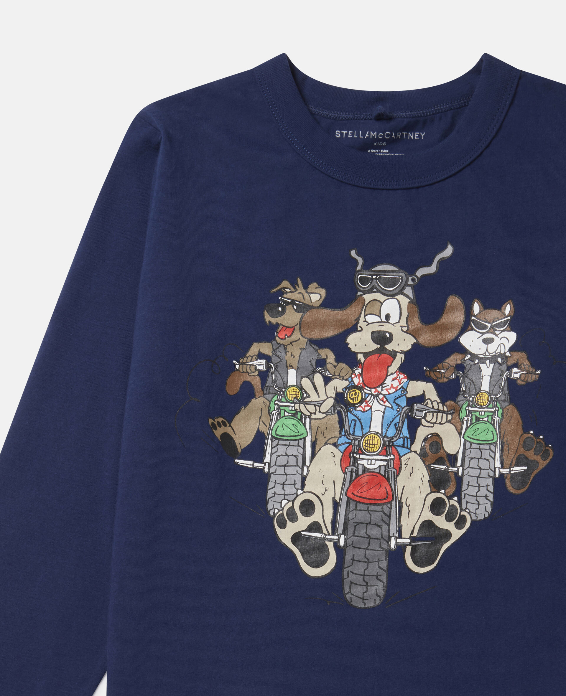 Übergroßes Baumwoll-Top mit „Doggie Riders“-Print-Blau-large image number 1