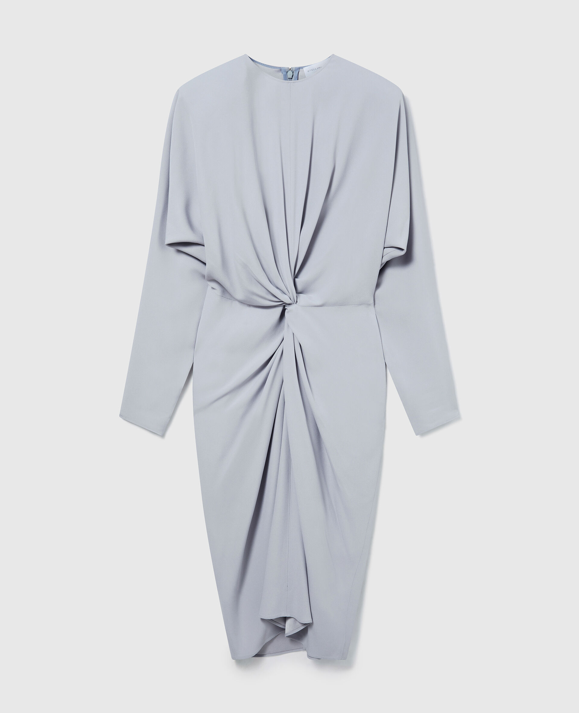 Twist-Front Long-Sleeved Midi Dress-Blue-large image number 0