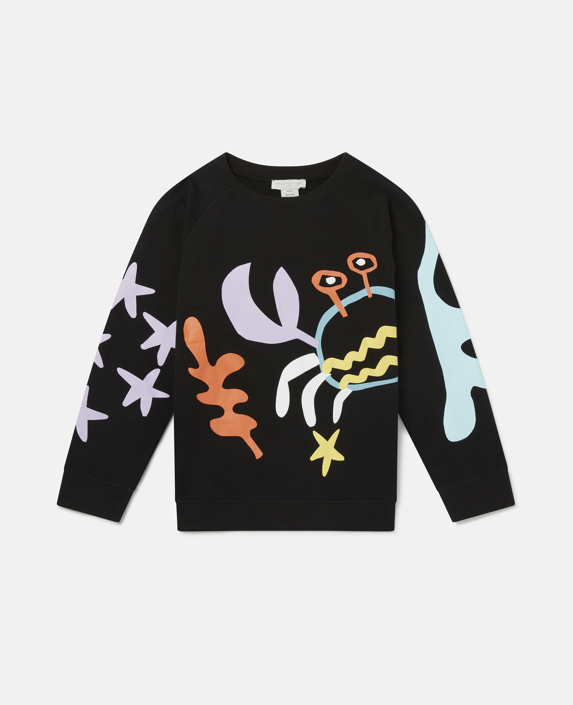 Crab Print Fleece Sweatshirt-Black-large image number 0
