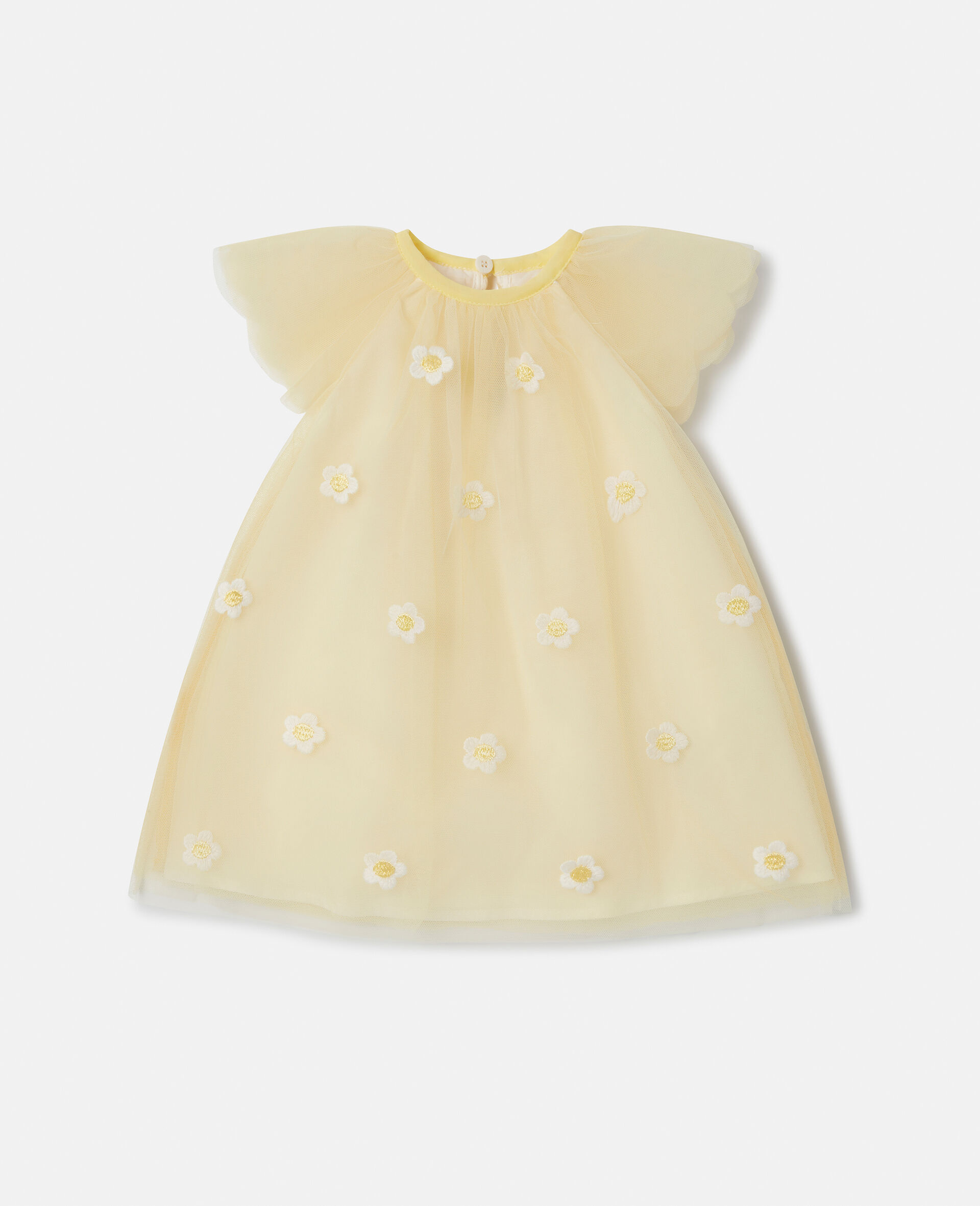 Daisy Embroidery Tulle Dress-Yellow-large image number 0
