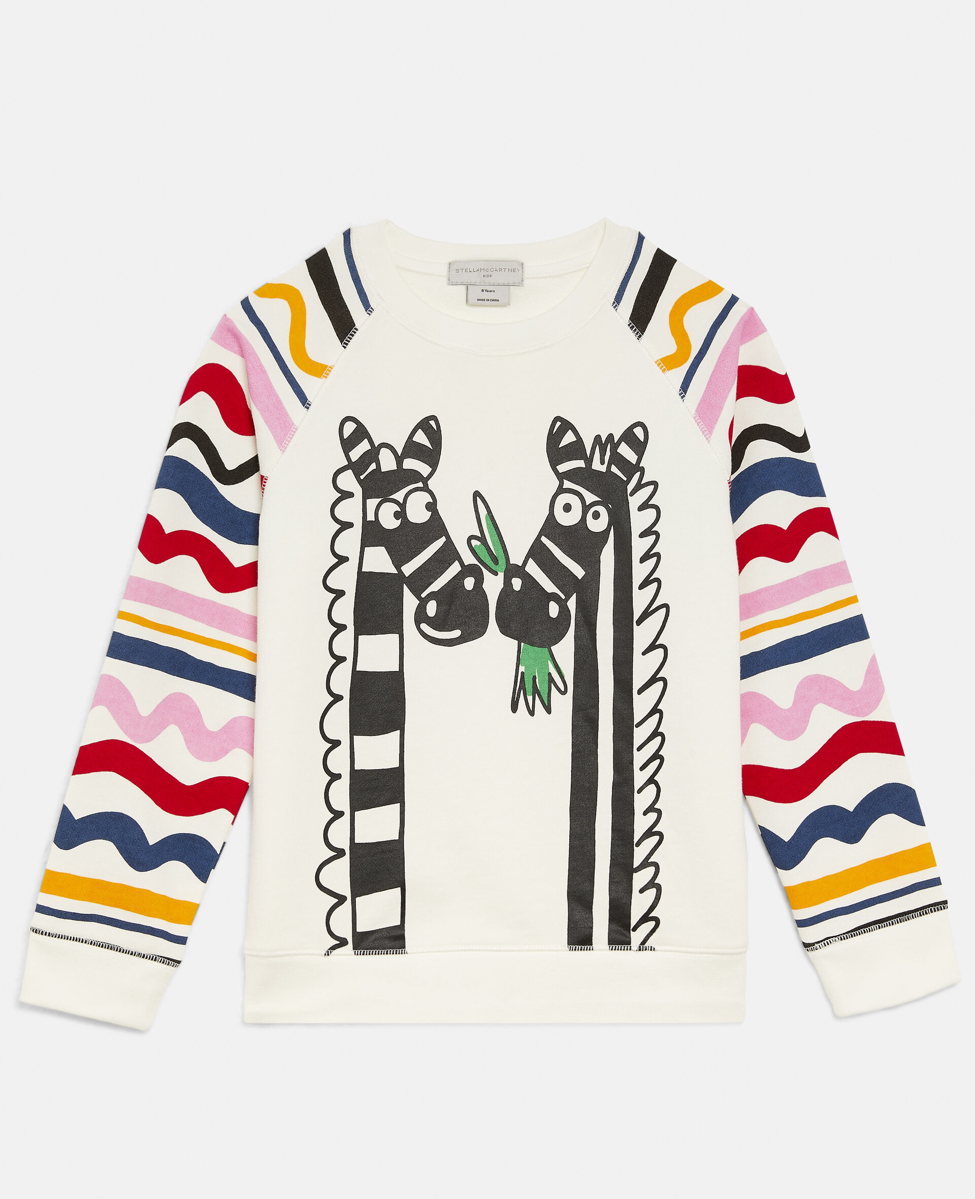 Zebra Print Fleece Sweatshirt-White-large image number 0