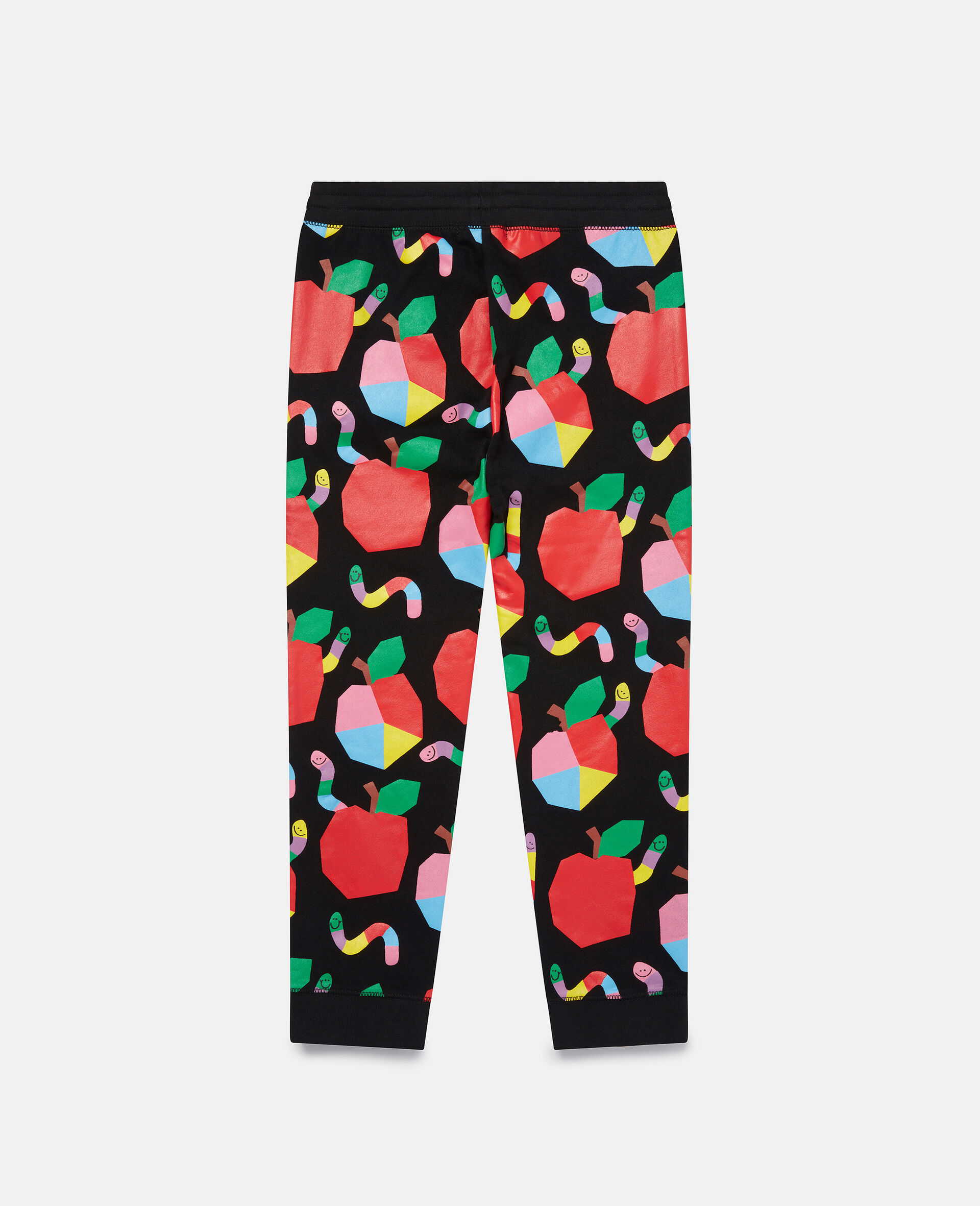 Apples & Worms Print Fleece Joggers-Black-large image number 2