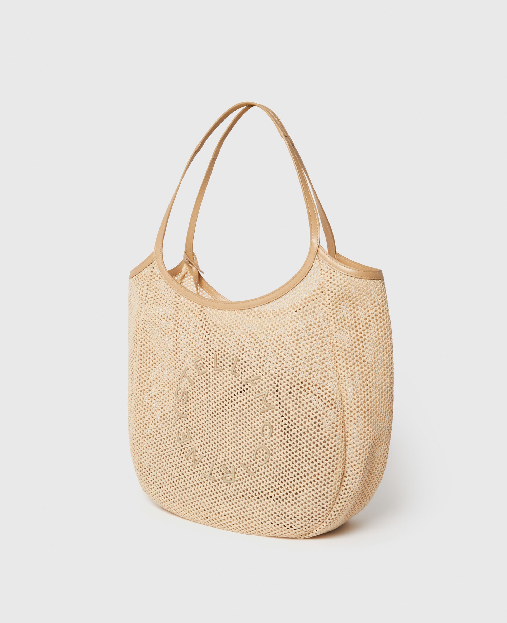 Logo Mesh Hobo Bag-Beige-medium Logo Mesh Hobo Bag-Beige-medium