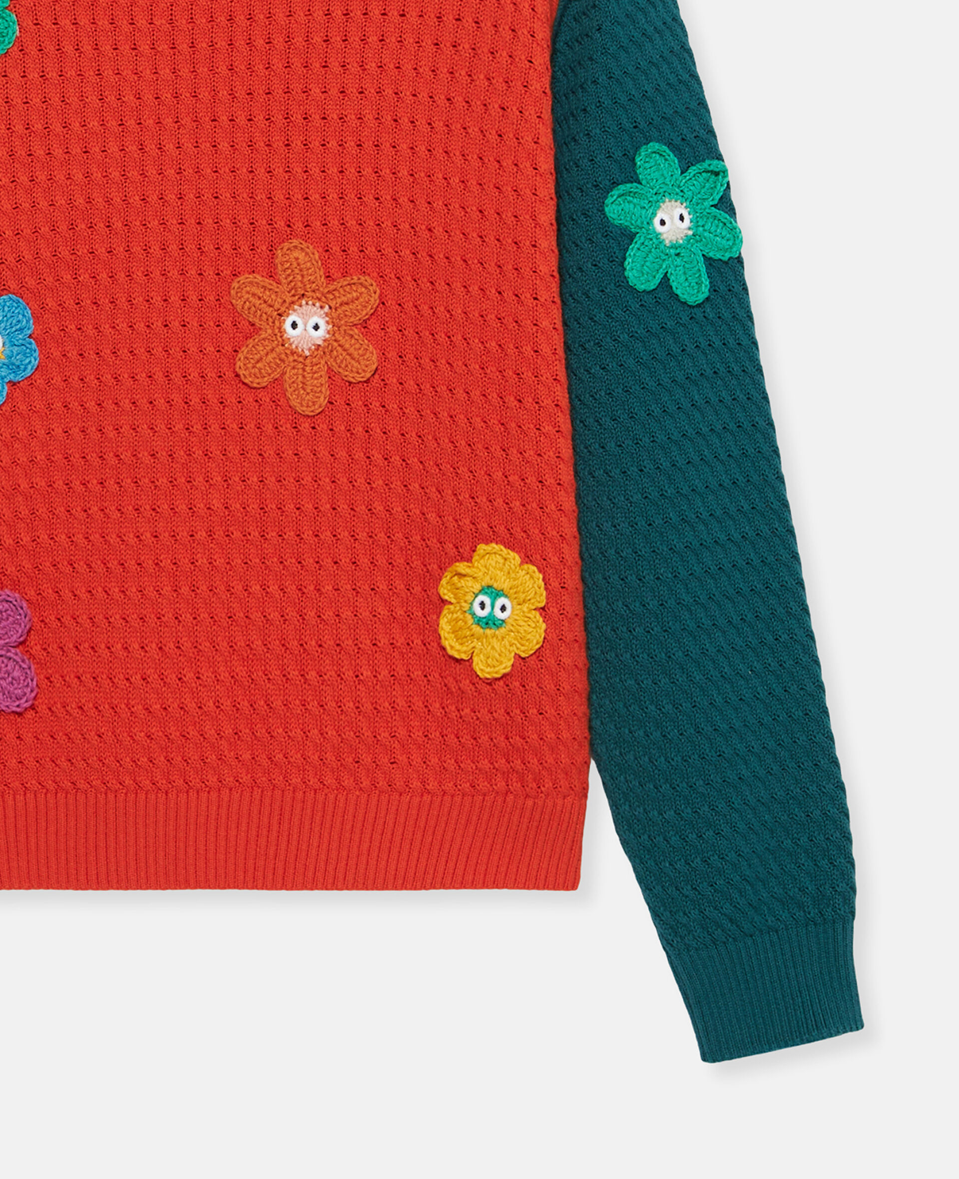 Smiley Flower Crochet Jumper-Red-large image number 1