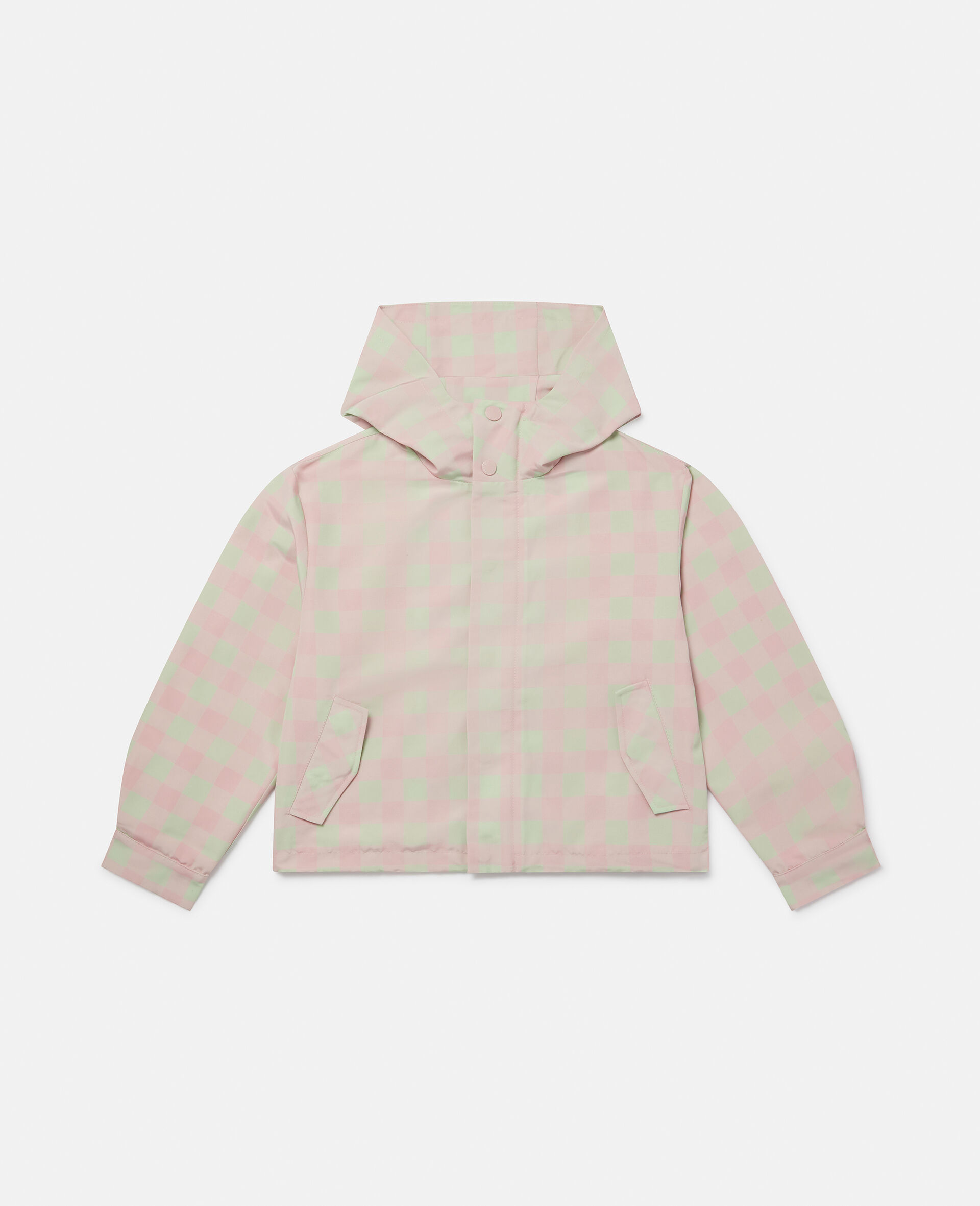 Gingham Check Hooded Jacket-Green-large image number 0