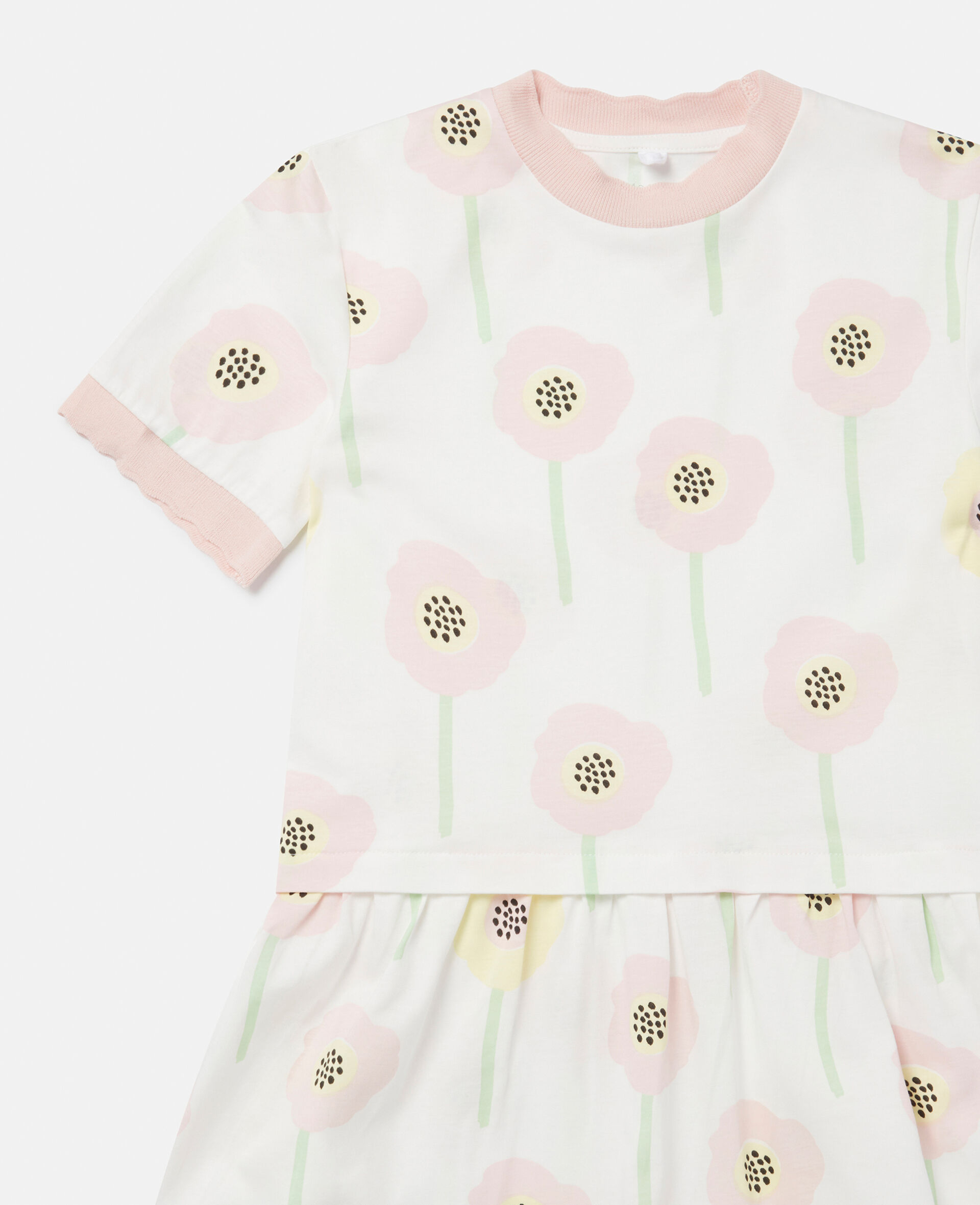Graphic Flower Print Jersey Dress-White-large image number 1
