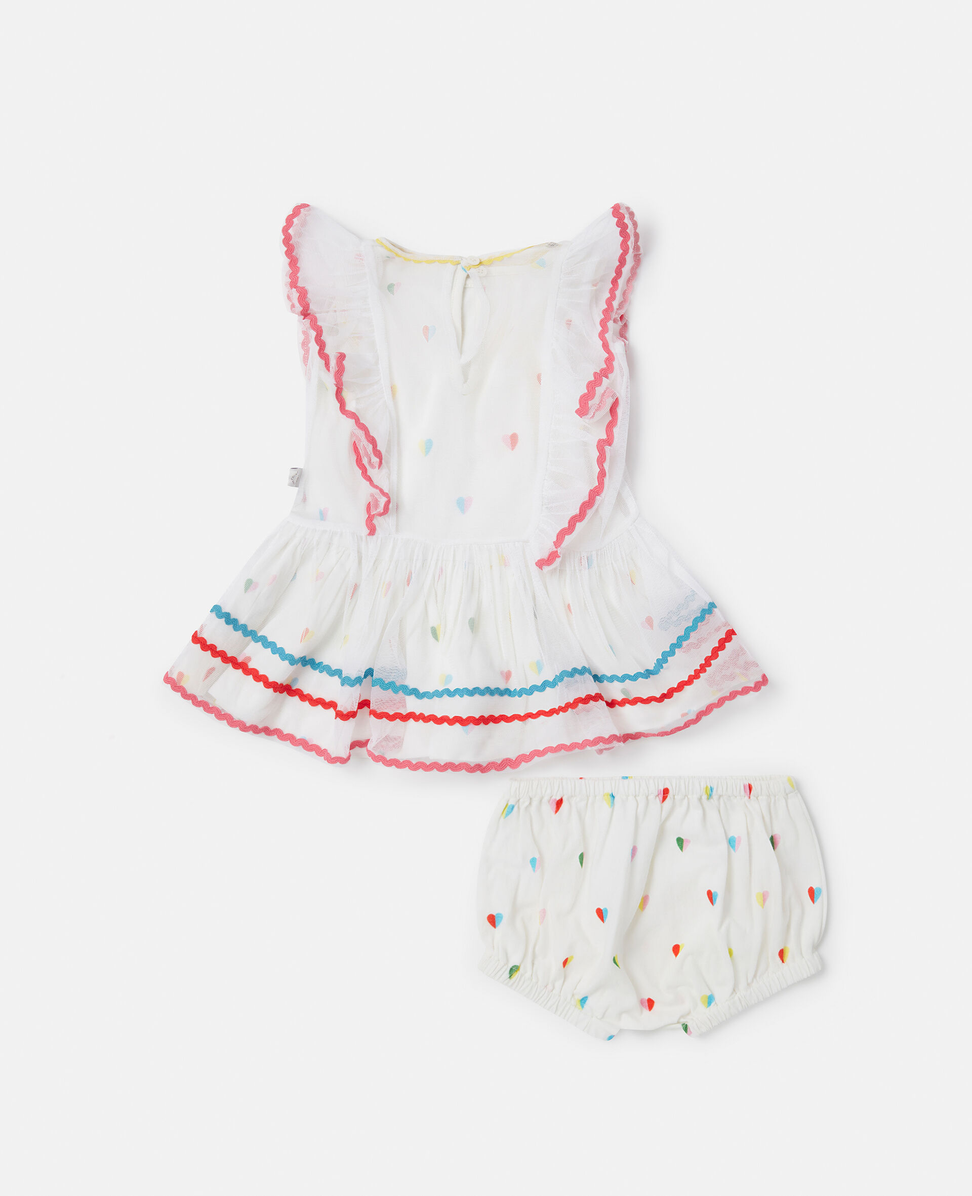 Squiggle Line Embroidery Dress and Bloomers Set-White-large image number 2