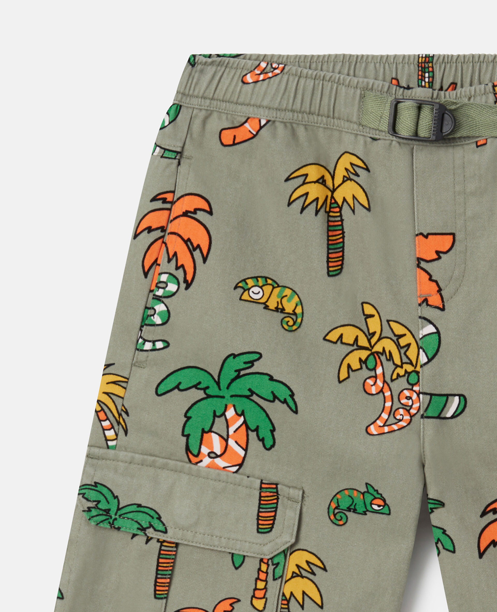 パームツリー＆カメレオンプリント カーゴショートパンツ-ピンク-large image number 1