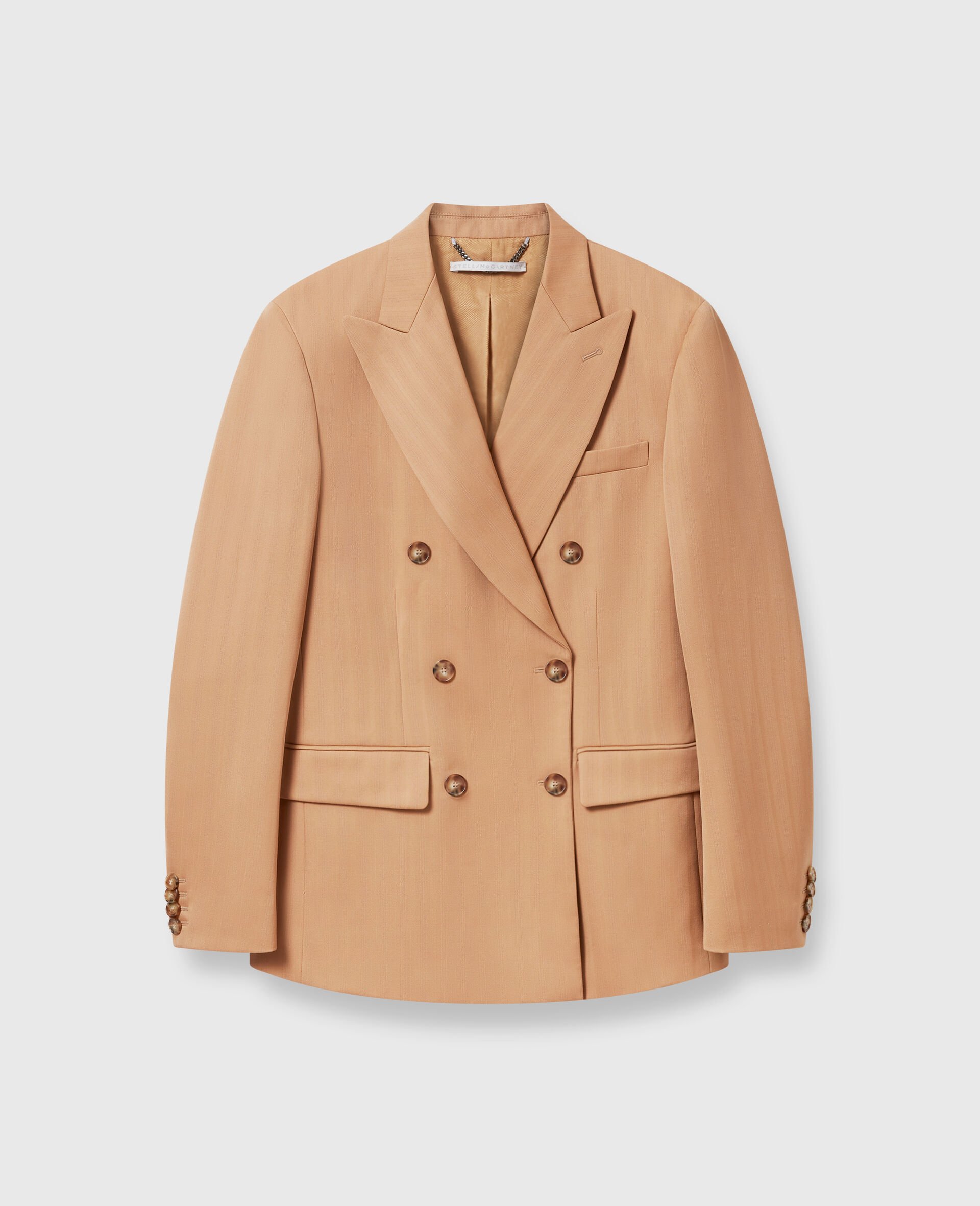 Striped Double-Breasted Blazer-Brown-medium