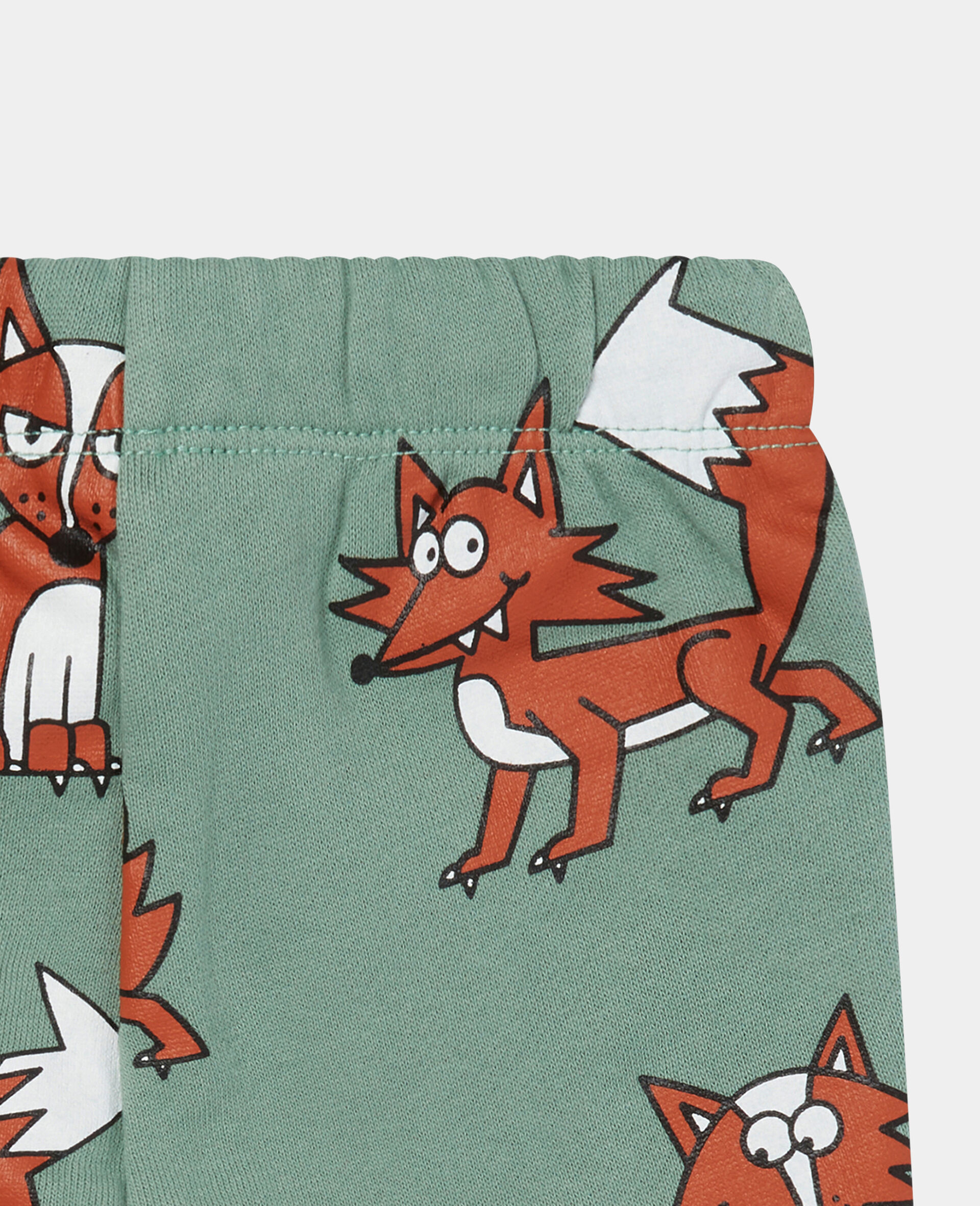 Cotton Fox Print Joggers-Green-large image number 2