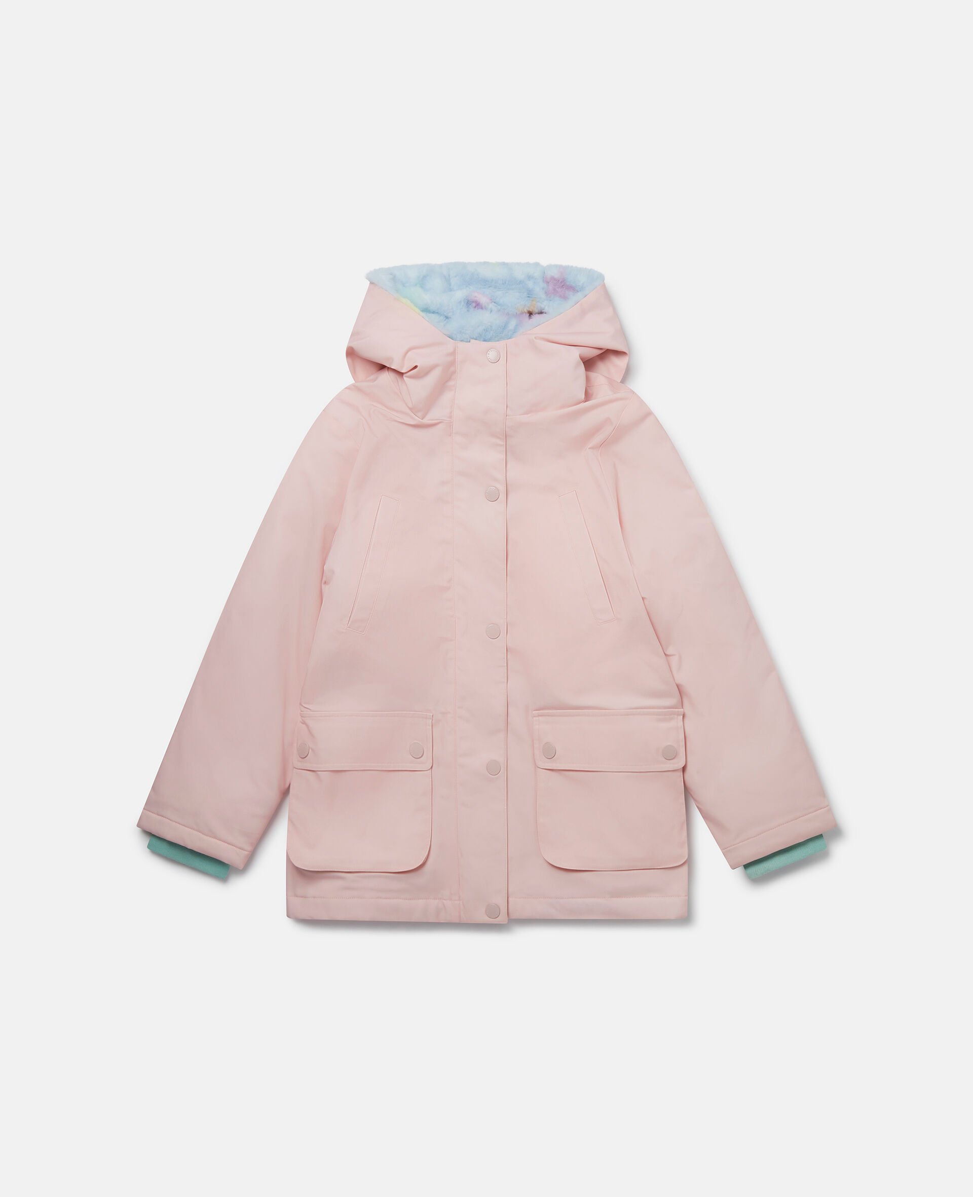 Rainbow Unicorn Cloud Hooded Raincoat-Purple-large image number 0