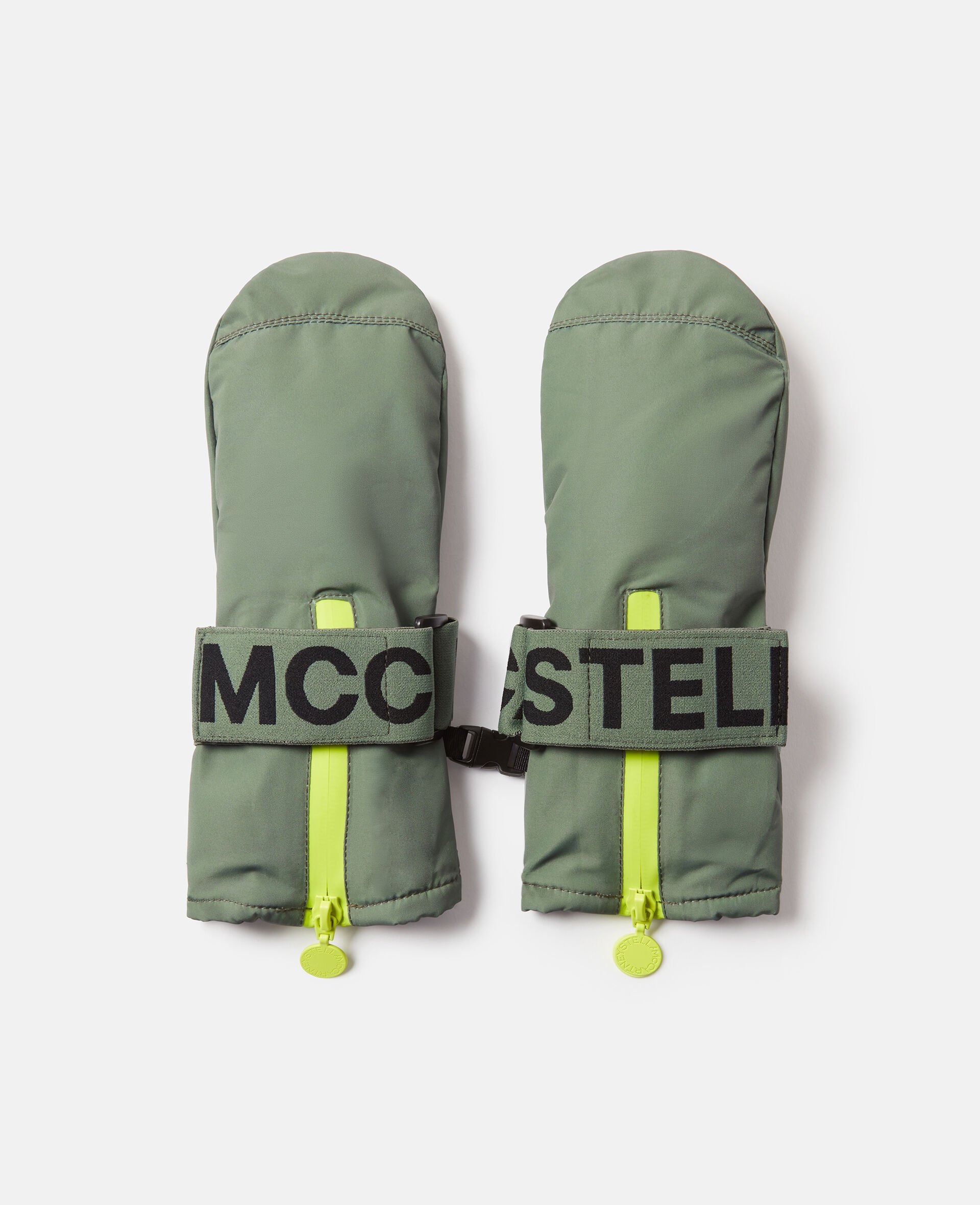 Logo Tape Ski Gloves-Green-medium