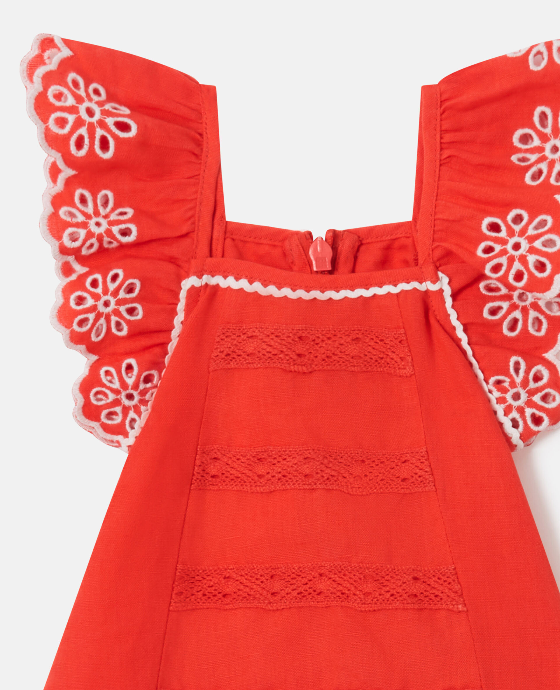 Broderie Trim Dress and Bloomer Set-Red-medium