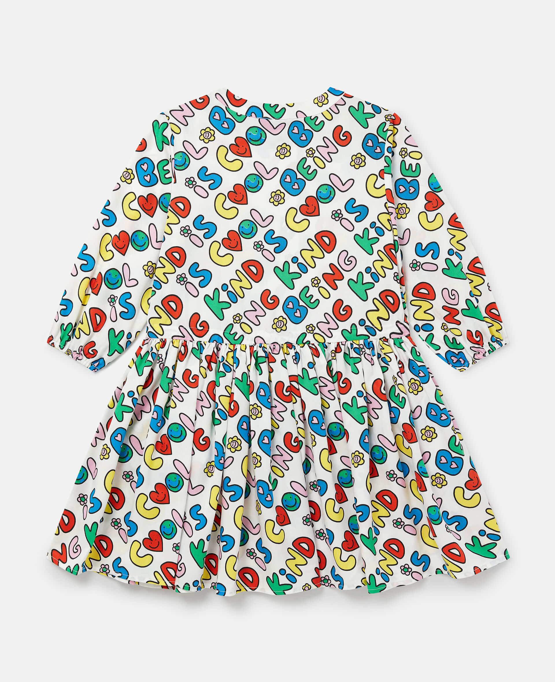 Earth Friends Text Print Long-Sleeve Dress-White-large image number 2