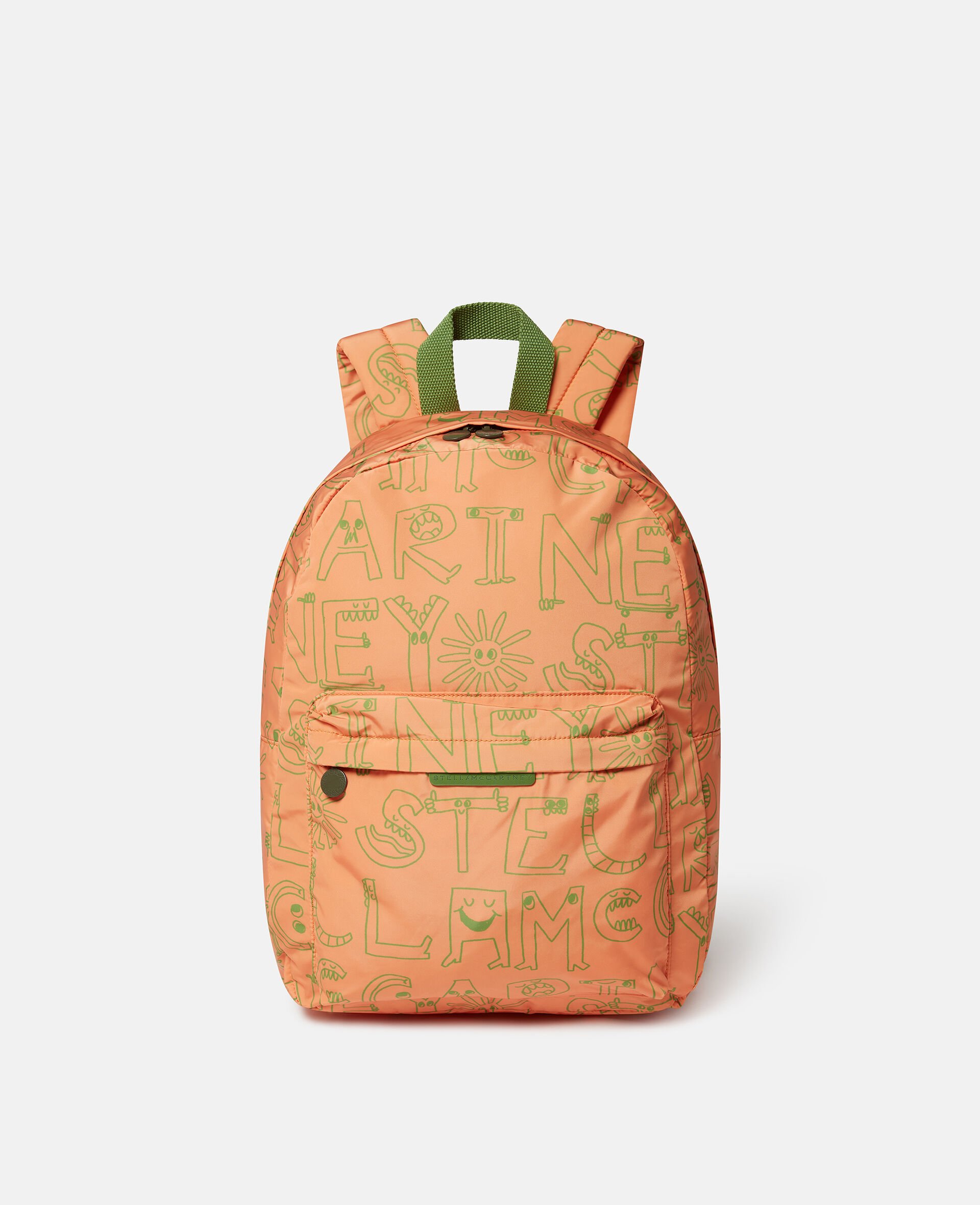 Lettering Print Backpack-Orange-large image number 0