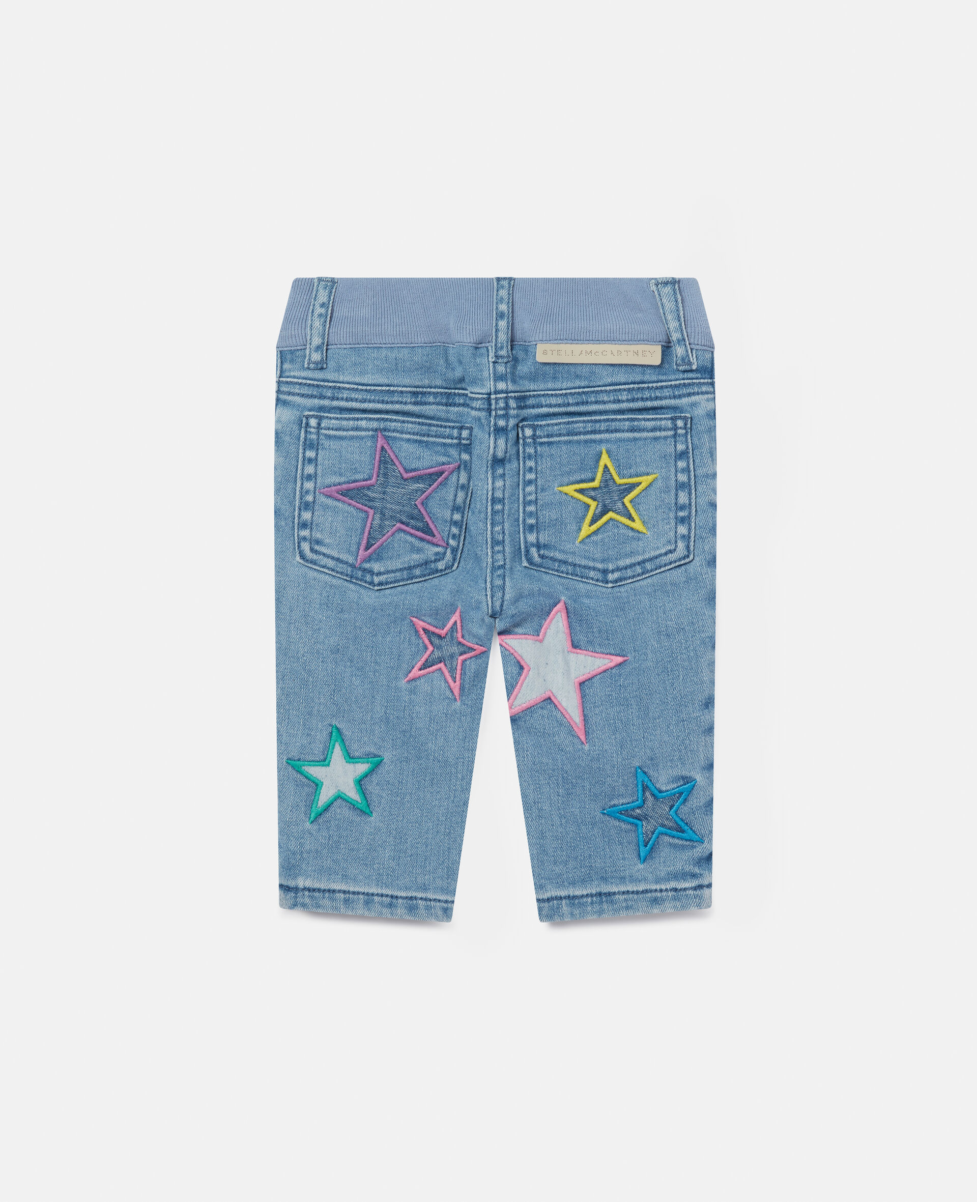 Star Embroidered Denim Trousers-Blue-large image number 3