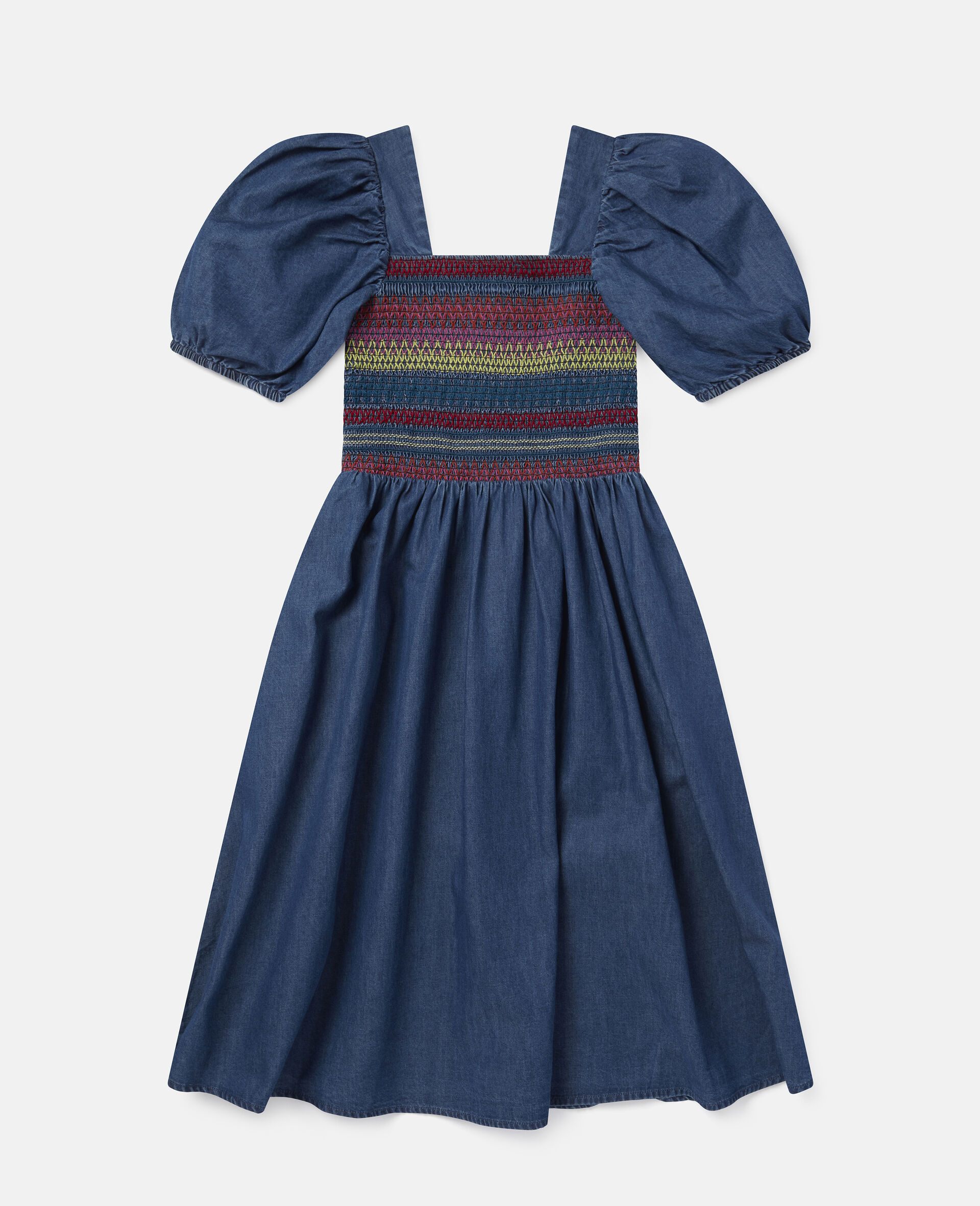Embroidered Chambray Dress-Blue-large image number 2