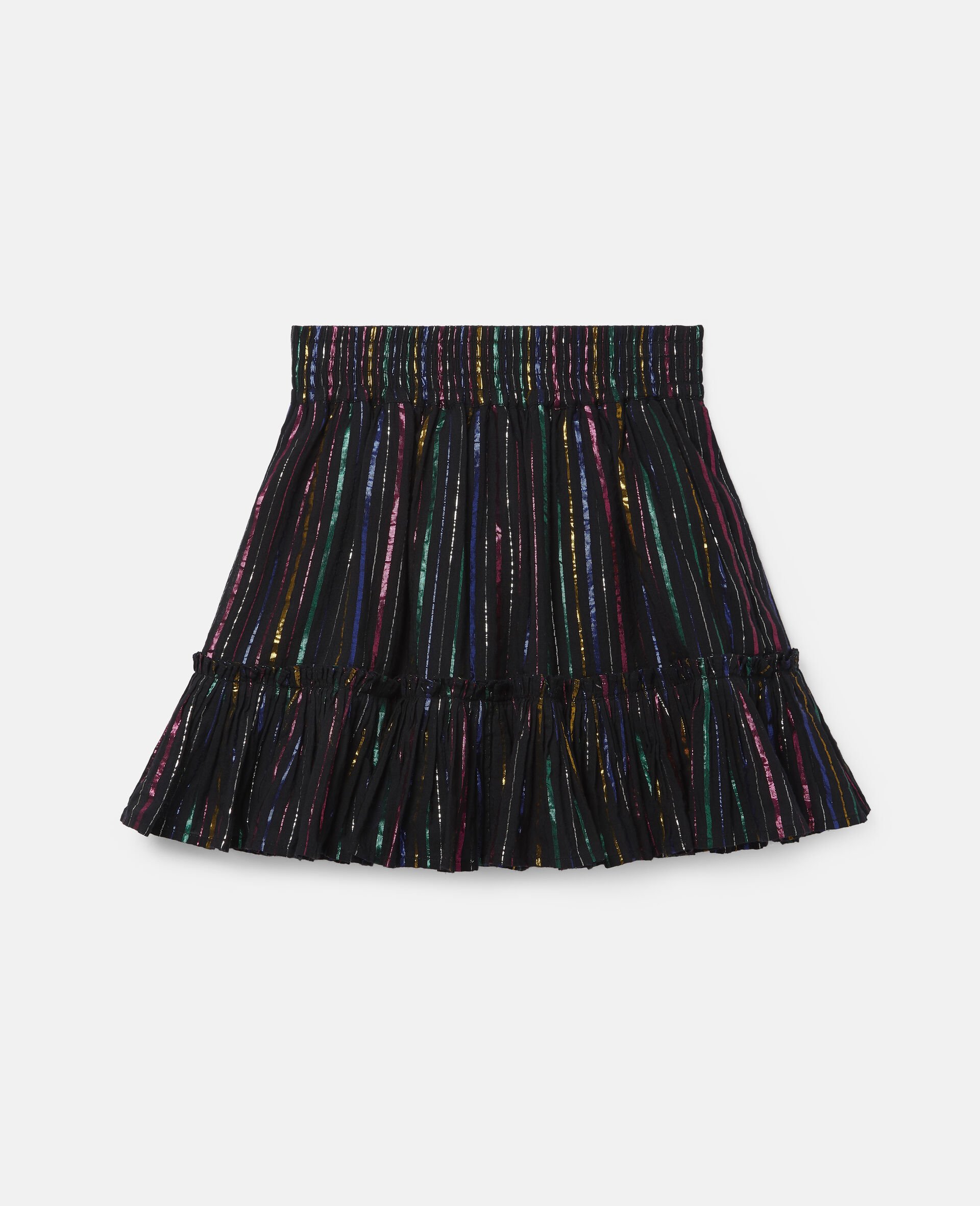 Rainbow Lurex Striped Cotton Skirt-Black-large image number 0