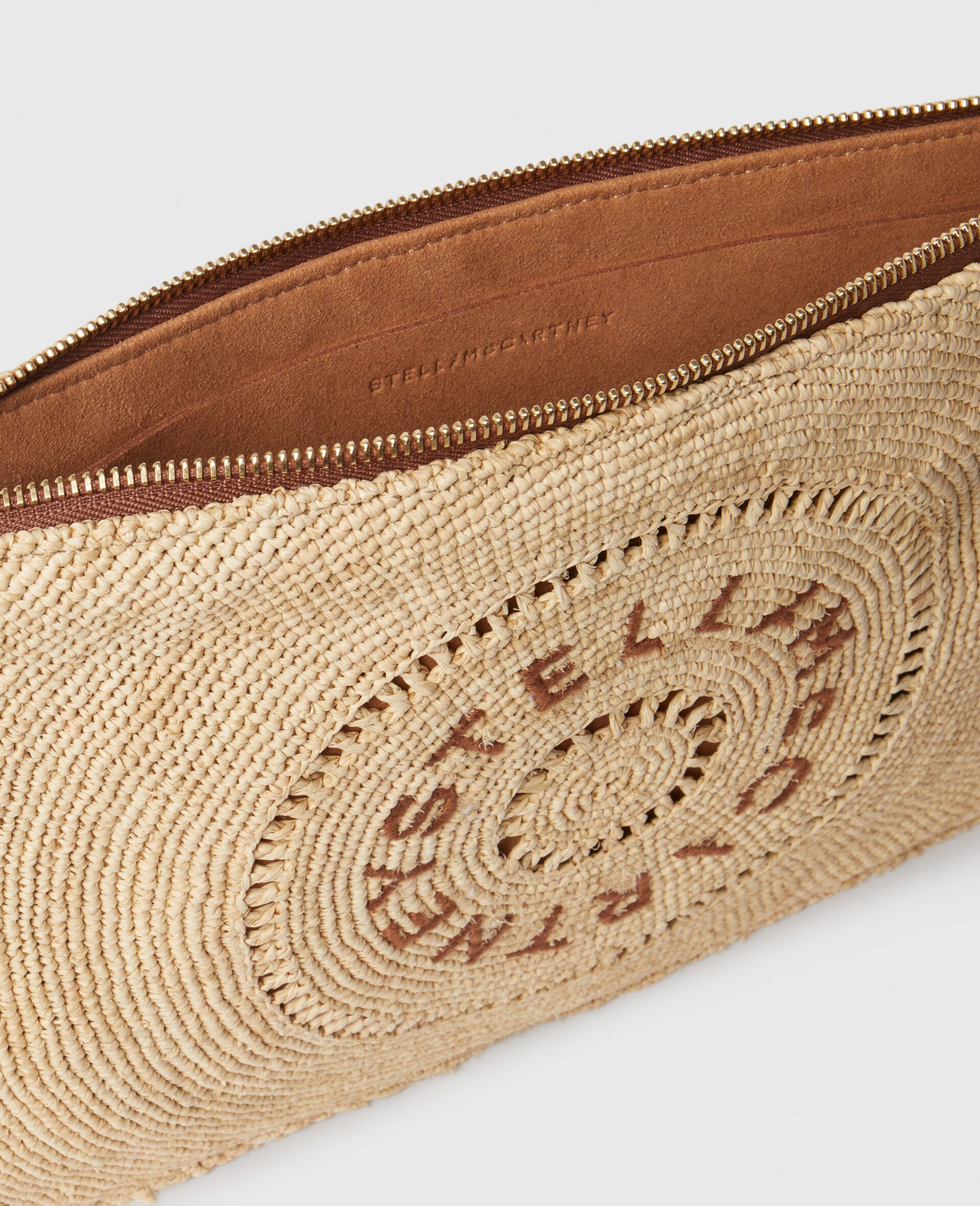 Logo Raffia Clutch Pouch-Beige-large image number 4