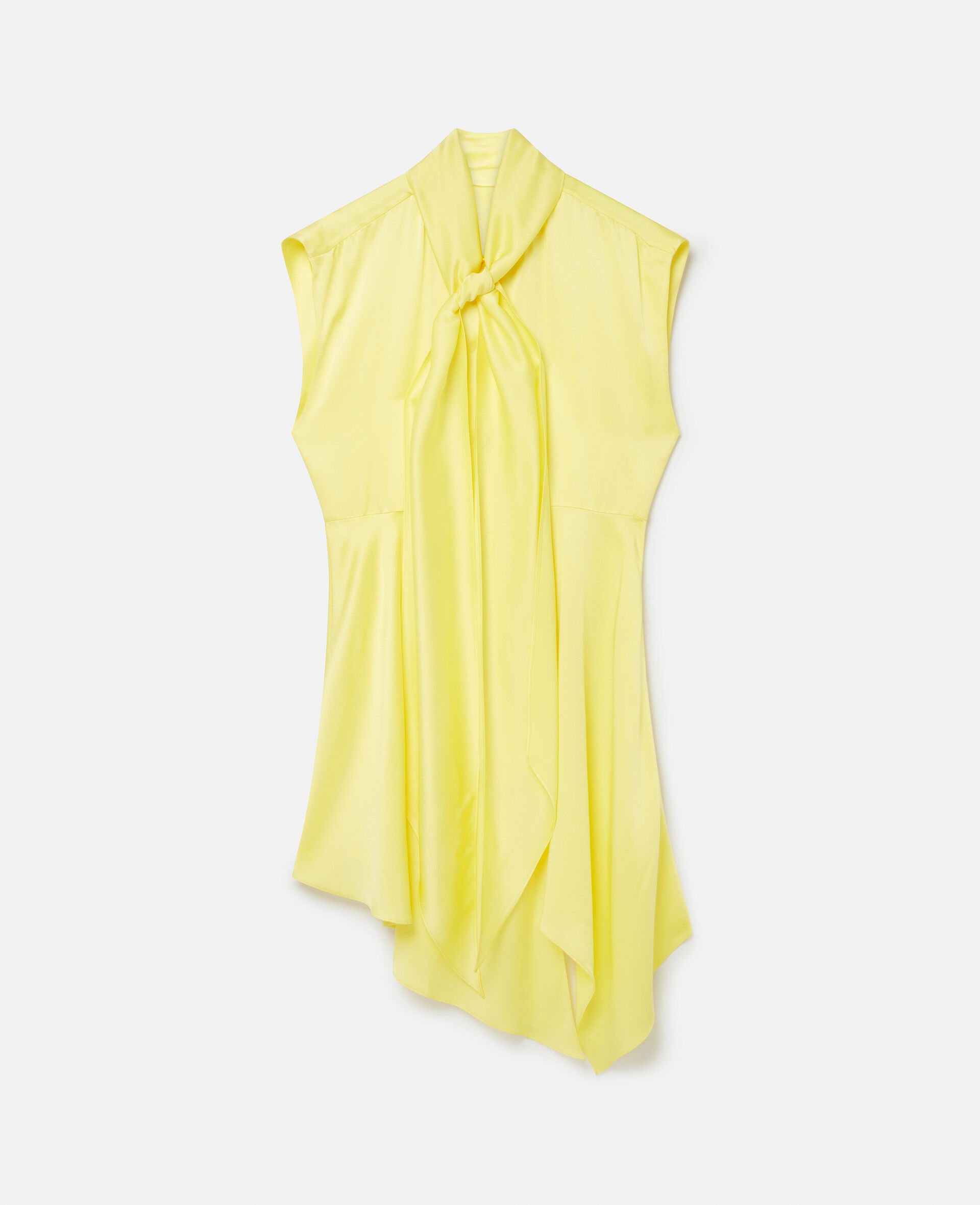 Silk Asymmetric Shirt Dress-Yellow-large image number 0