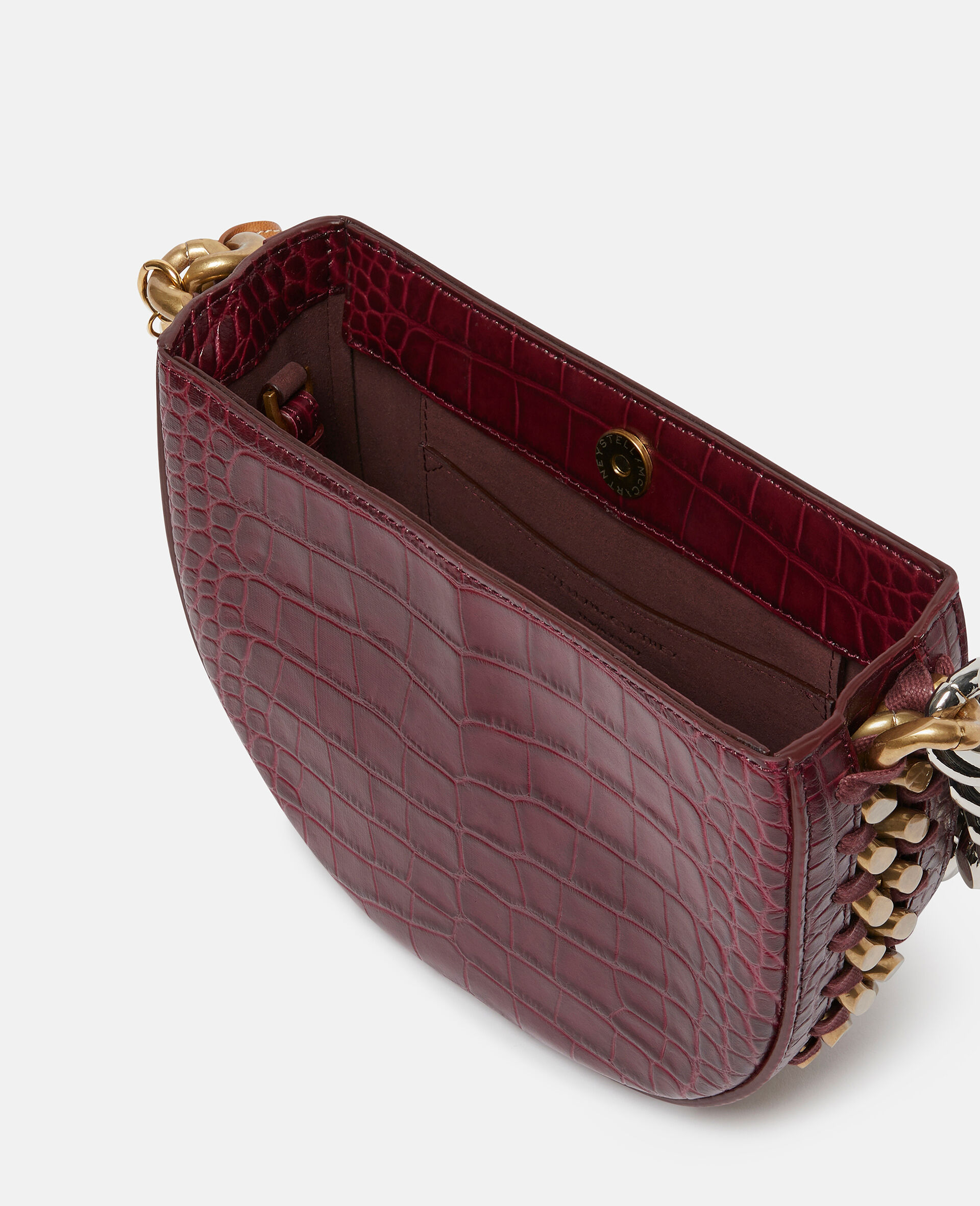 Frayme Croc-Effect Embossed Small Shoulder Bag-Red-large image number 4