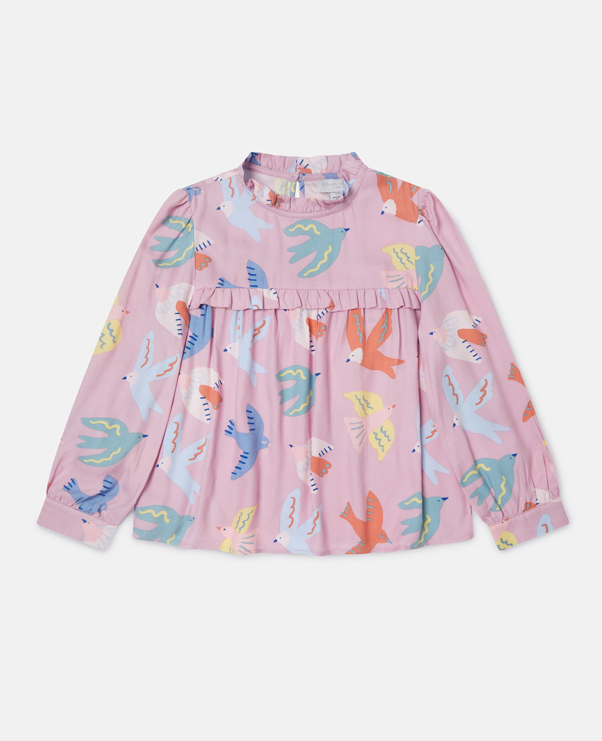 Dove Print Pleated Long-Sleeve Top-Purple-large image number 0