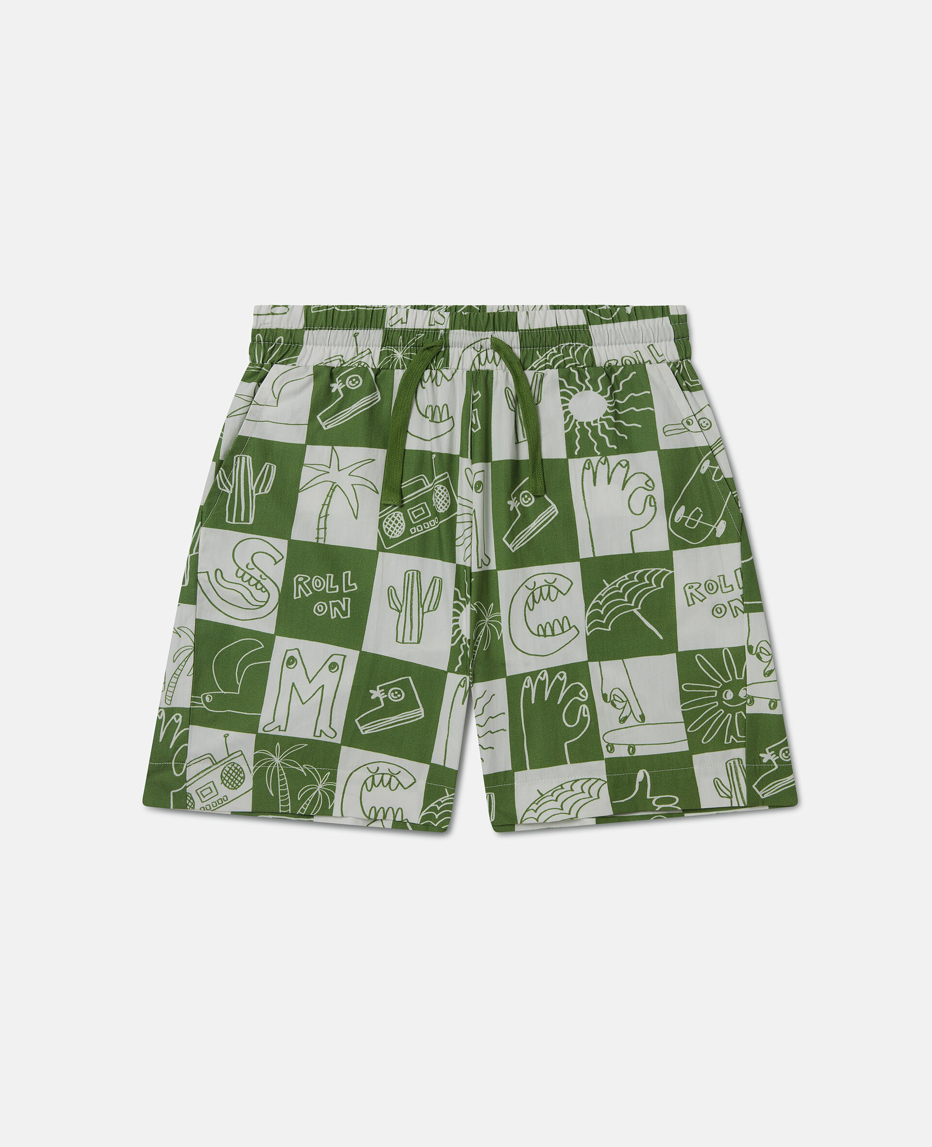 Brand Lettering Check Shorts-Green-large image number 0