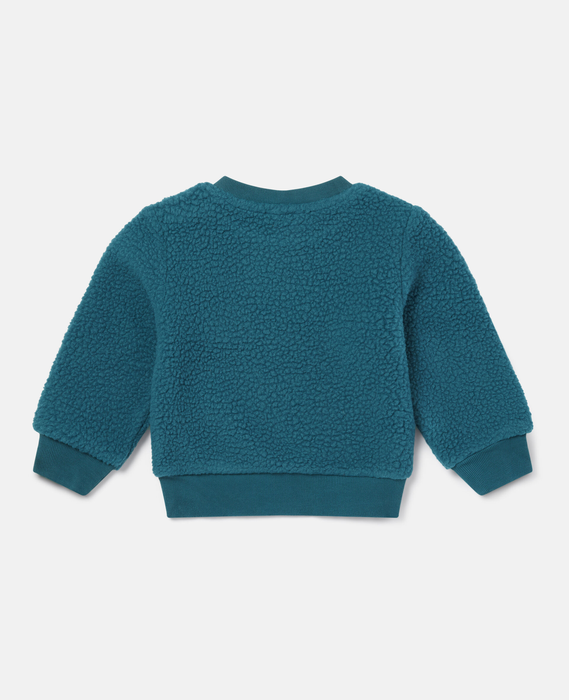 Teddy Fleece Embroidered Fox Sweatshirt-Blue-large image number 3