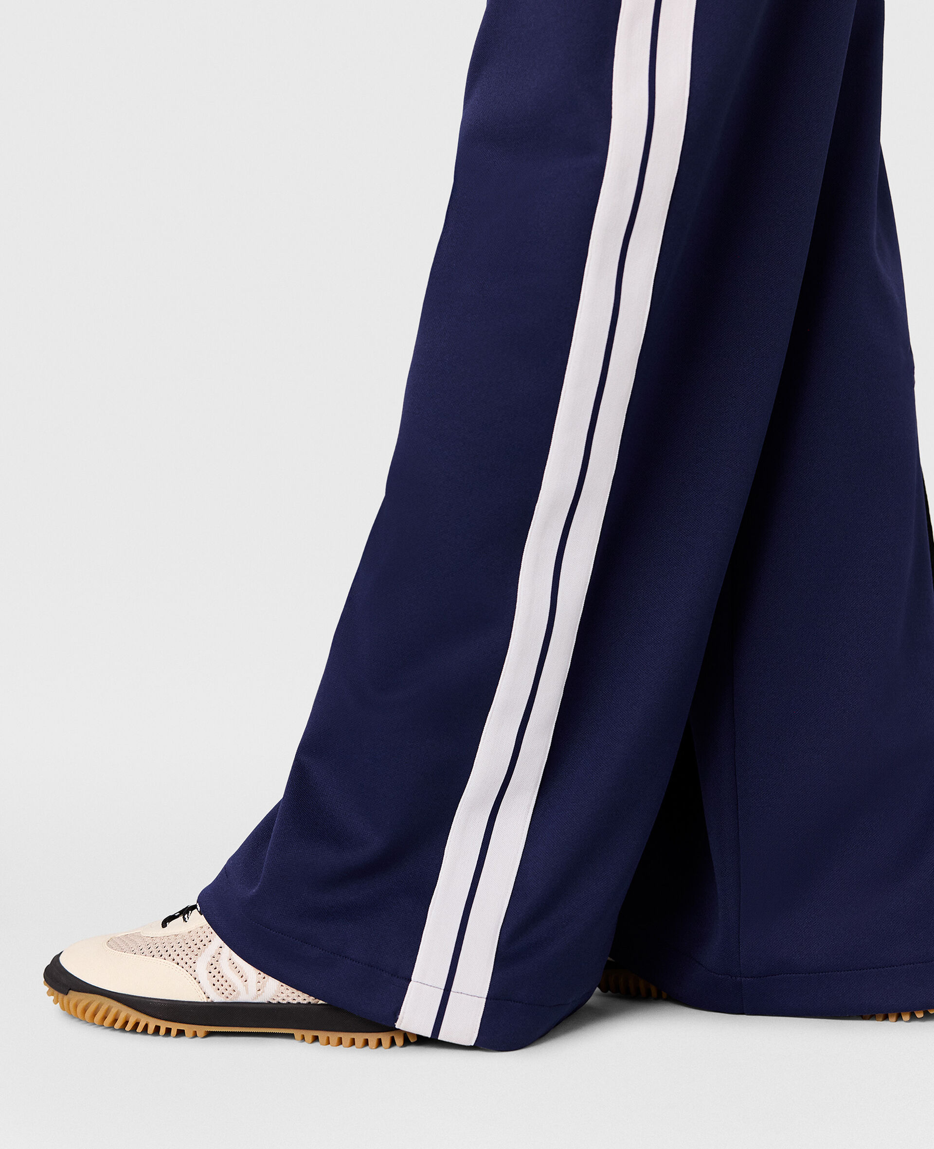 Elasticated Waistband Double Stripe Track Sweatpants-Blue-large image number 5
