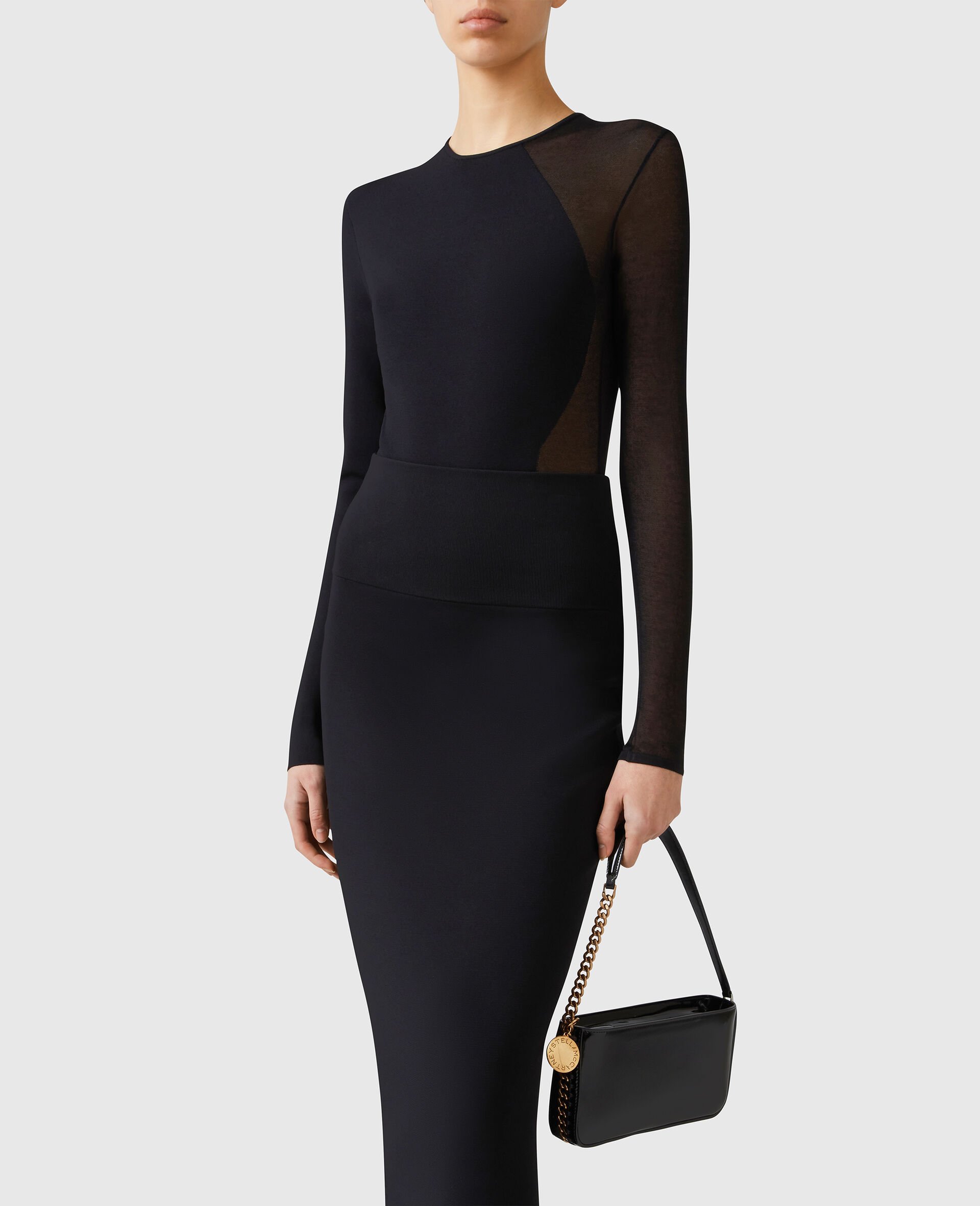 Miracle Long-Sleeve Compact-Knit Bodysuit-Black-model