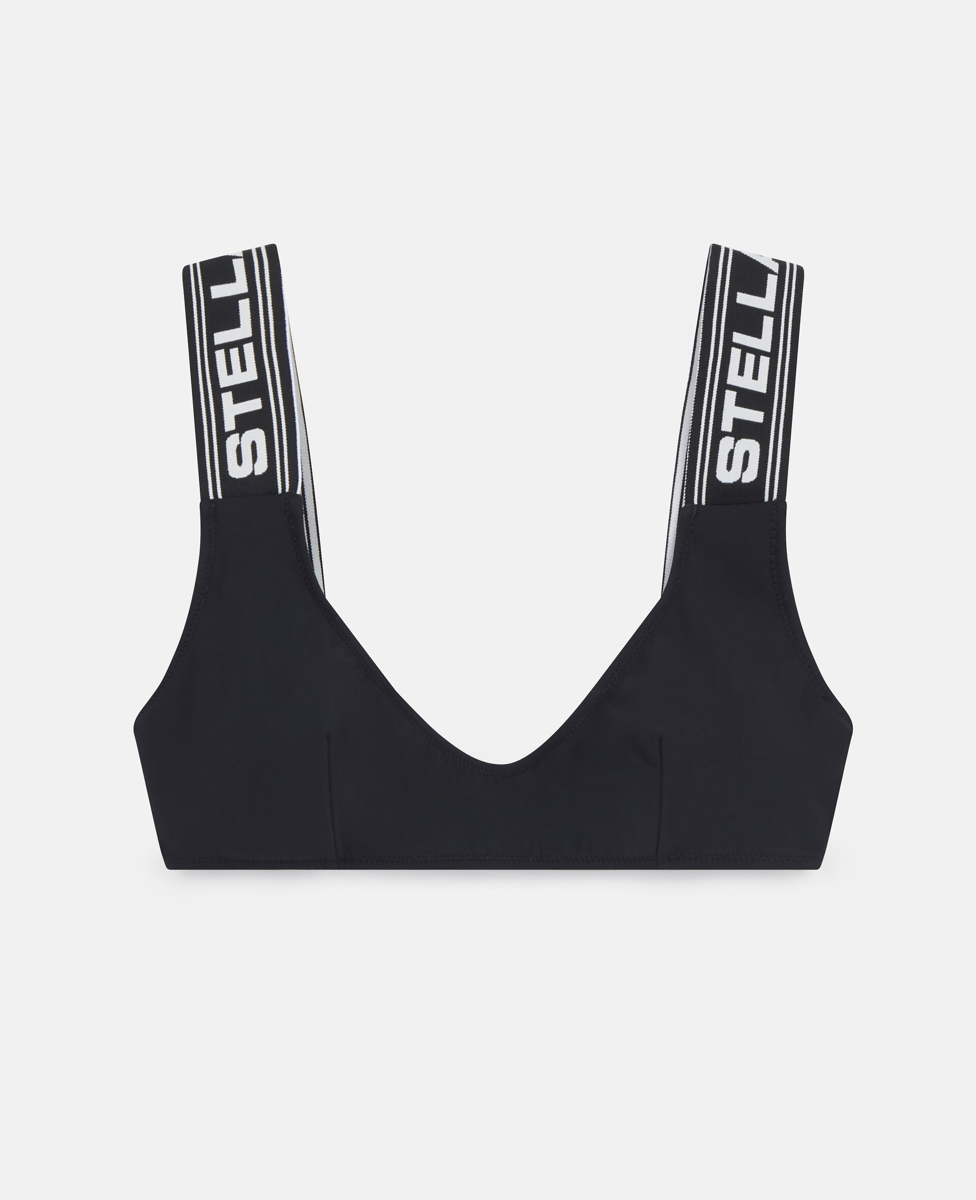 Sporty Logo Padded Brassiere Bra-Black-large image number 0