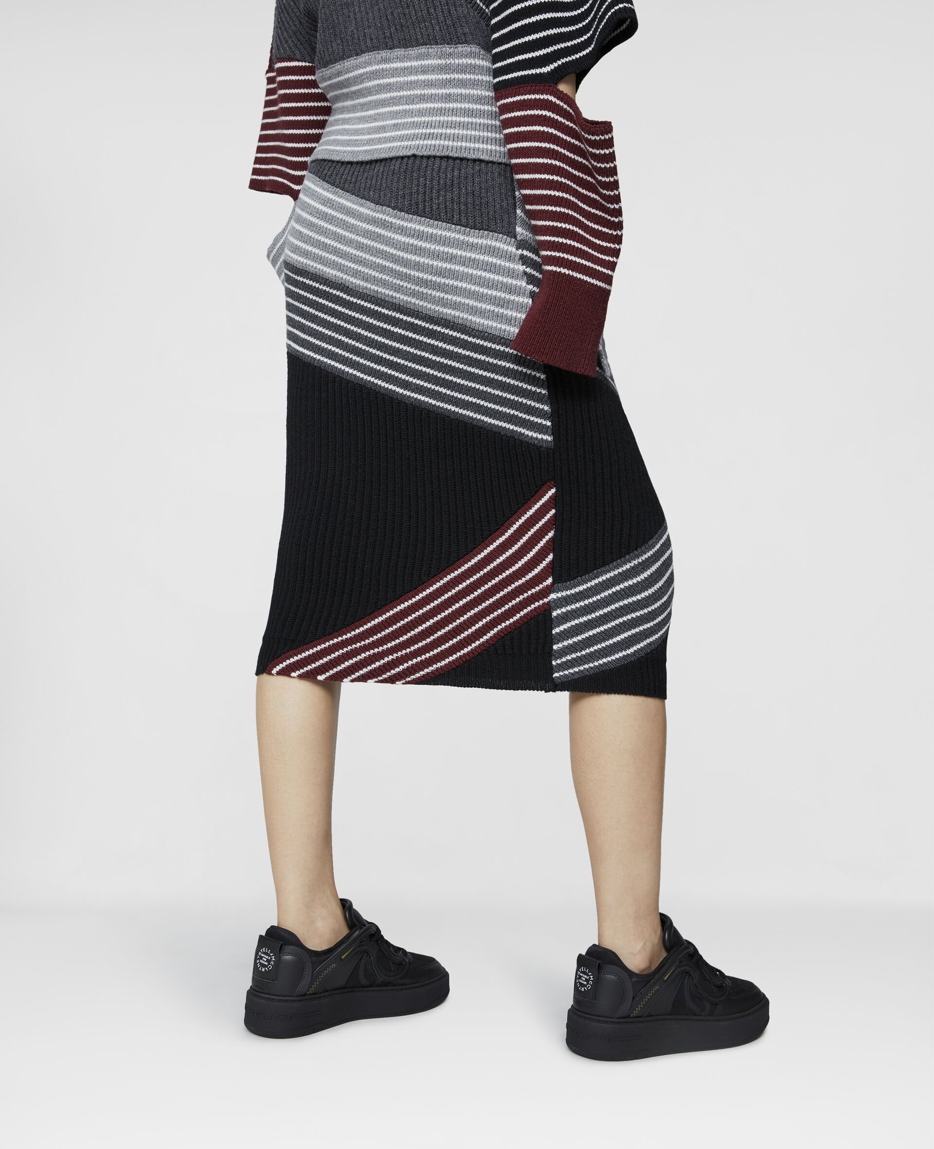 Stella by Stella 3D Stripes Wool Midi Skirt-Multicoloured-large image number 2