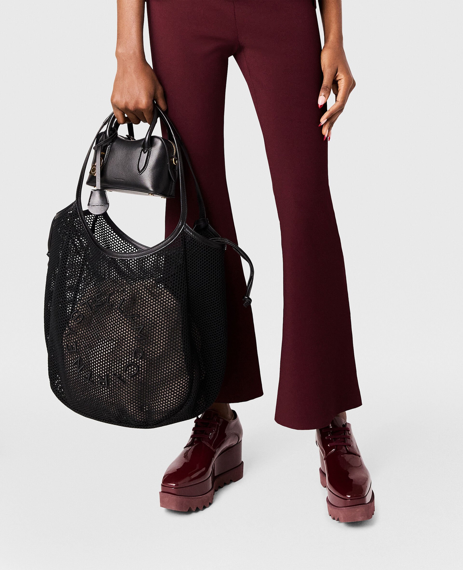 Borsa Hobo in Rete con Logo-Nero-large image number 5