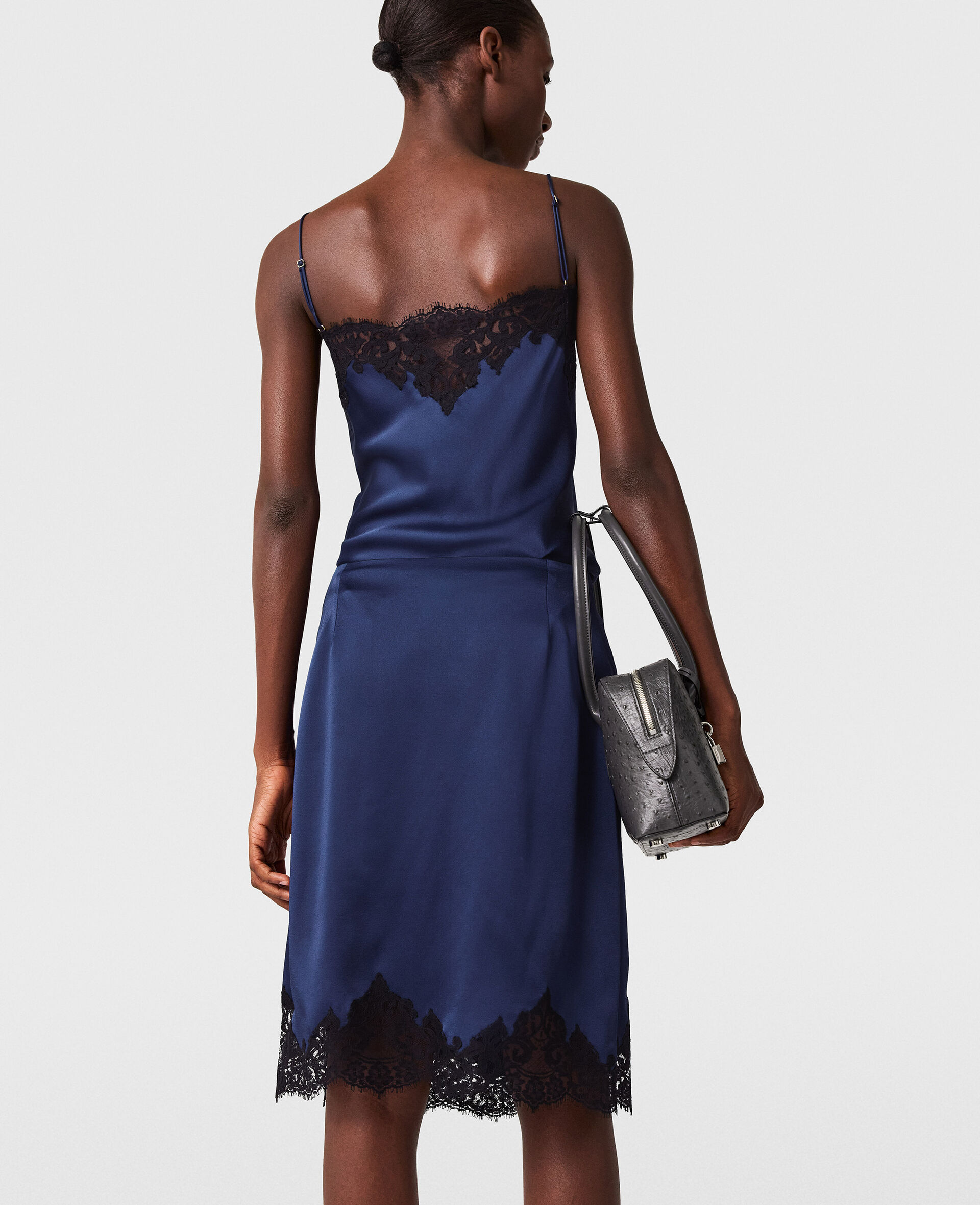 Top aus Satin mit Spitzenbesatz-Blau-large image number 4