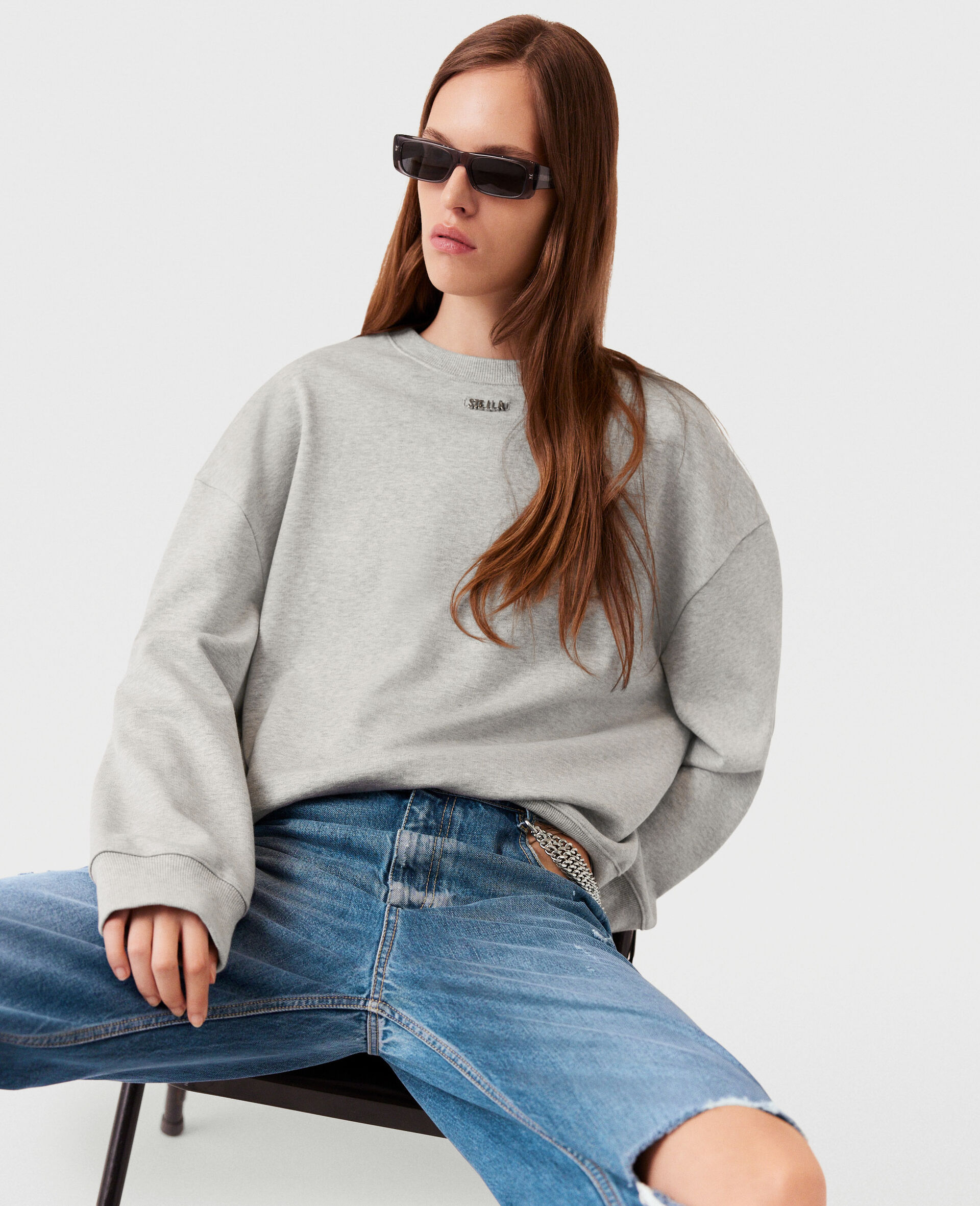 Logo Charm Sweatshirt-Grey-large image number 6