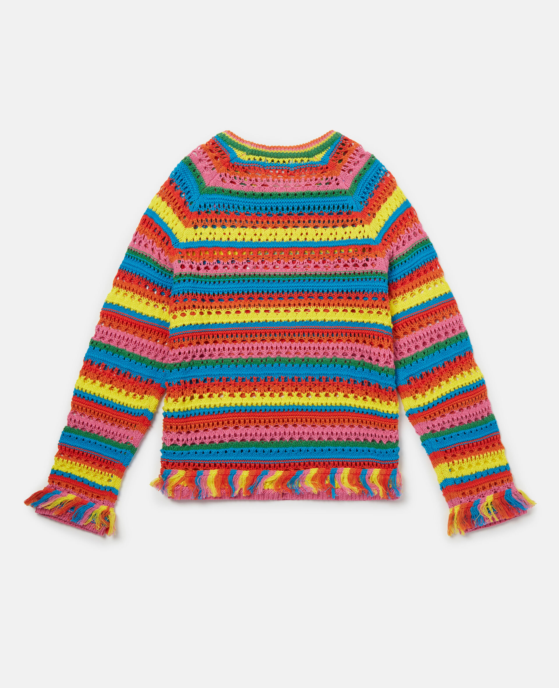 Rainbow Stripe Crochet Jumper-Multicolour-large image number 2