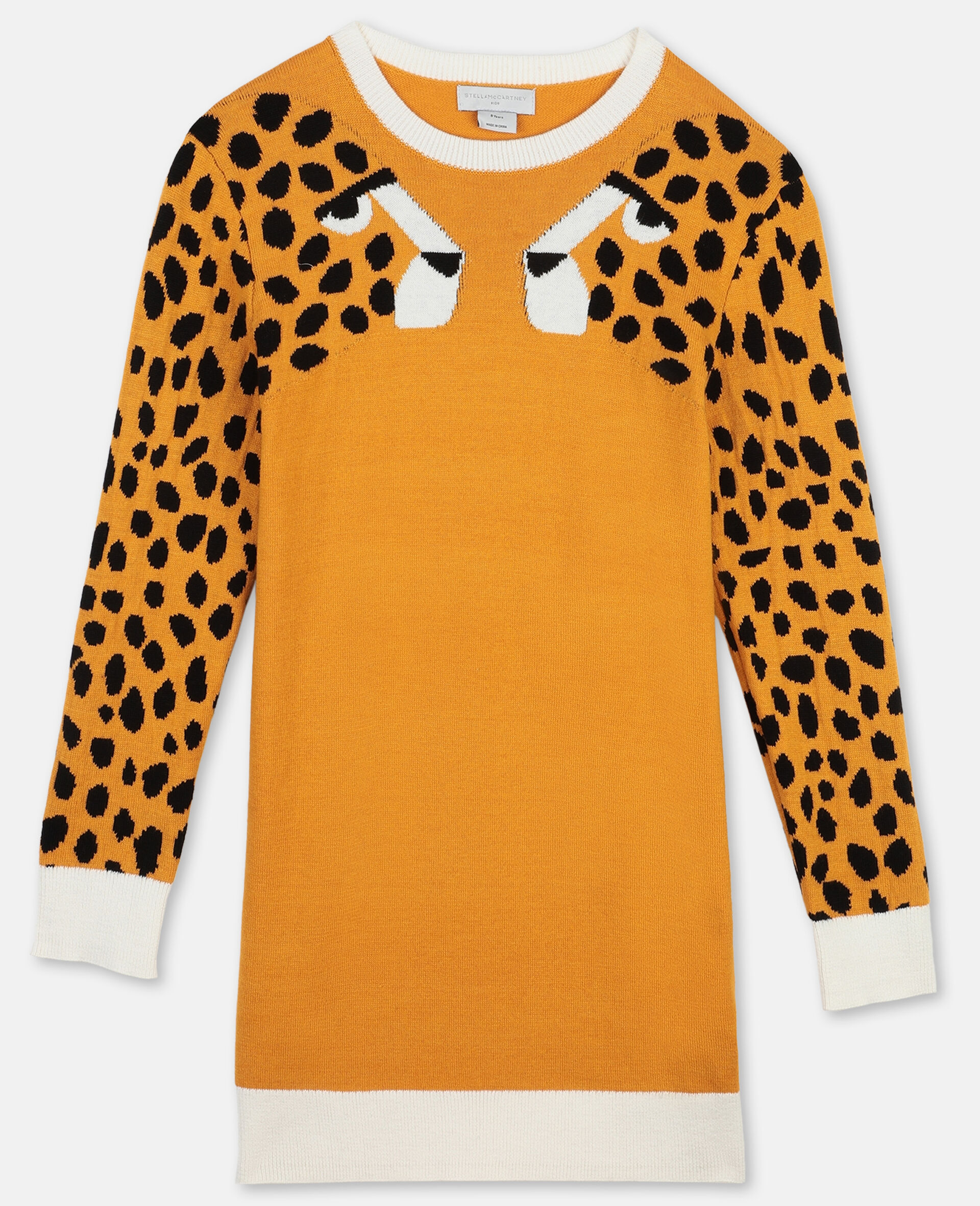 Strickkleid mit Geparden-Intarsie-Orange-large