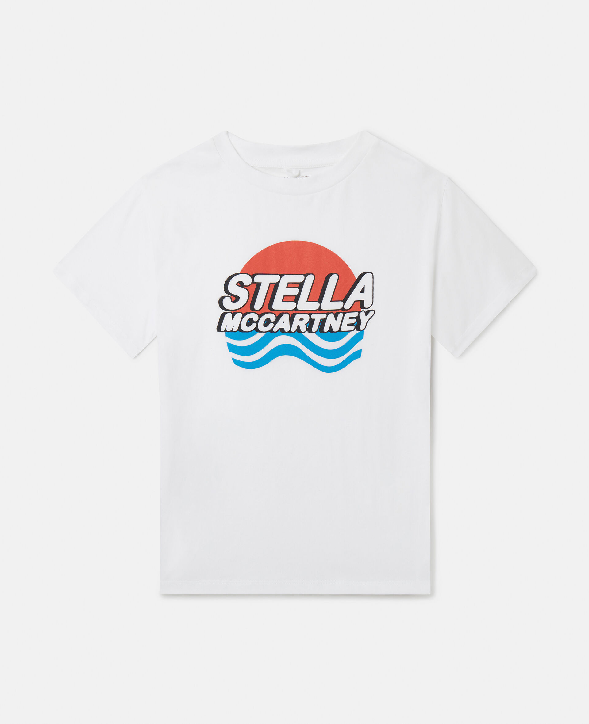 Logo Waves Print T-Shirt-白色-medium