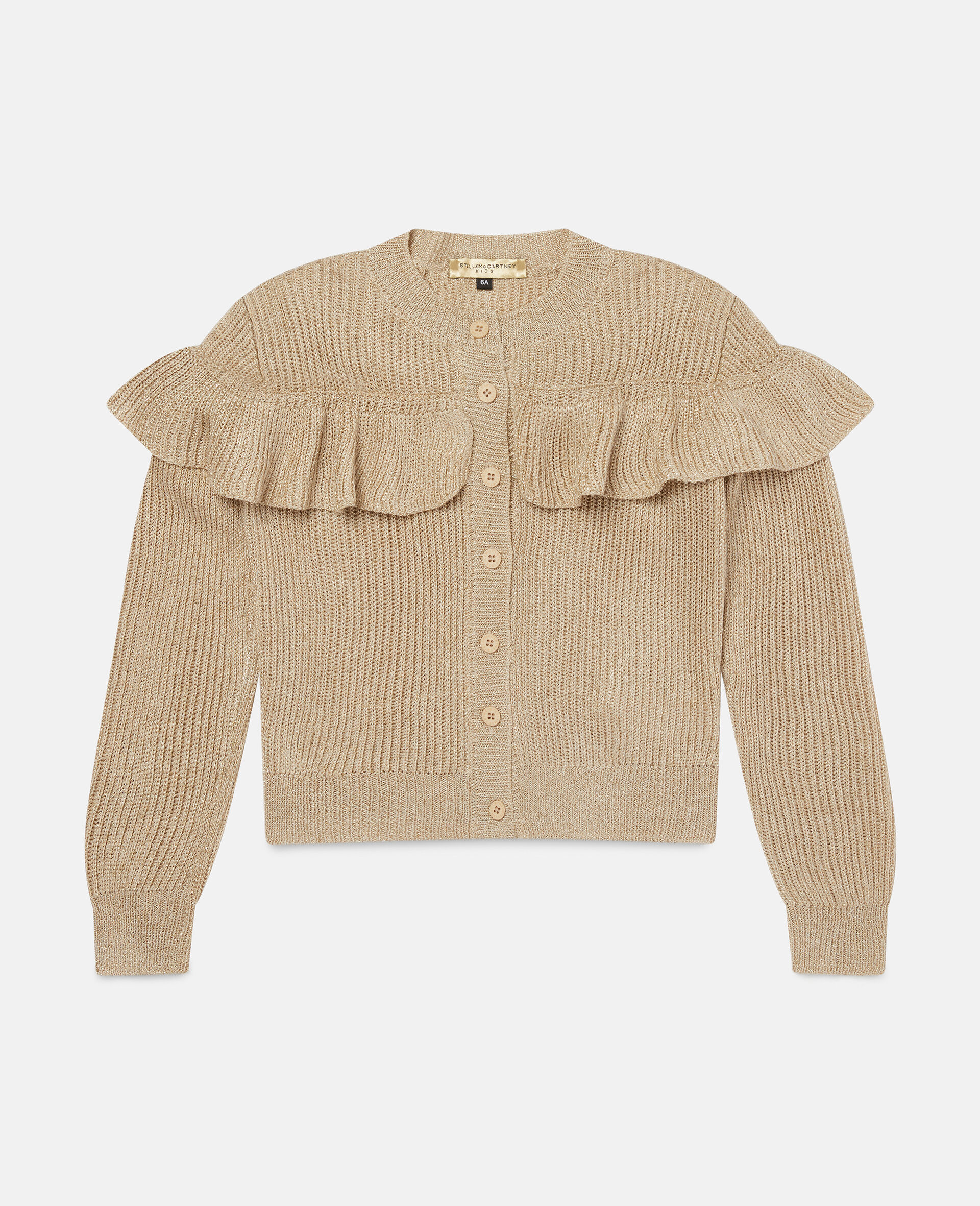 Ruffle Knit Cardigan-Yellow-large image number 0