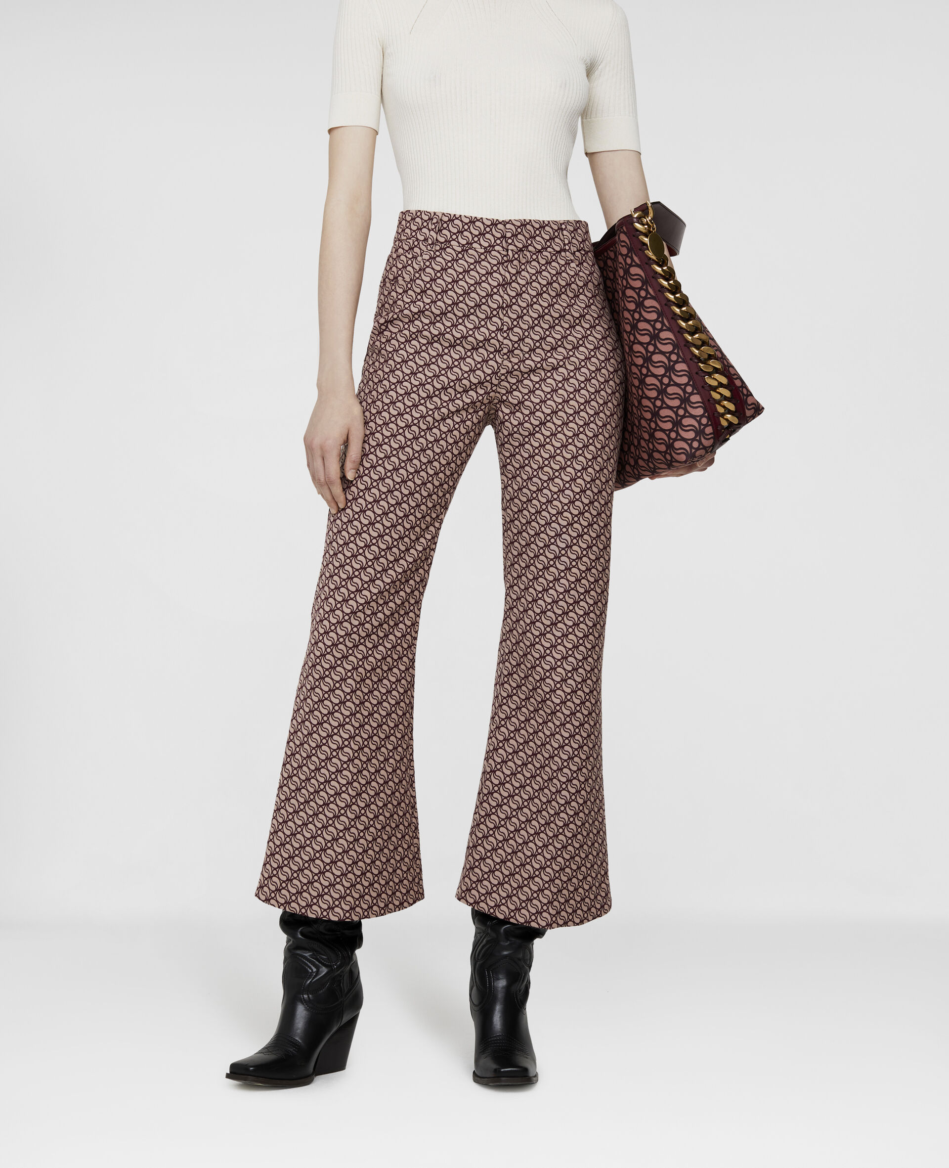 S-Wave Jacquard Tailored Trousers-Pink-large image number 3