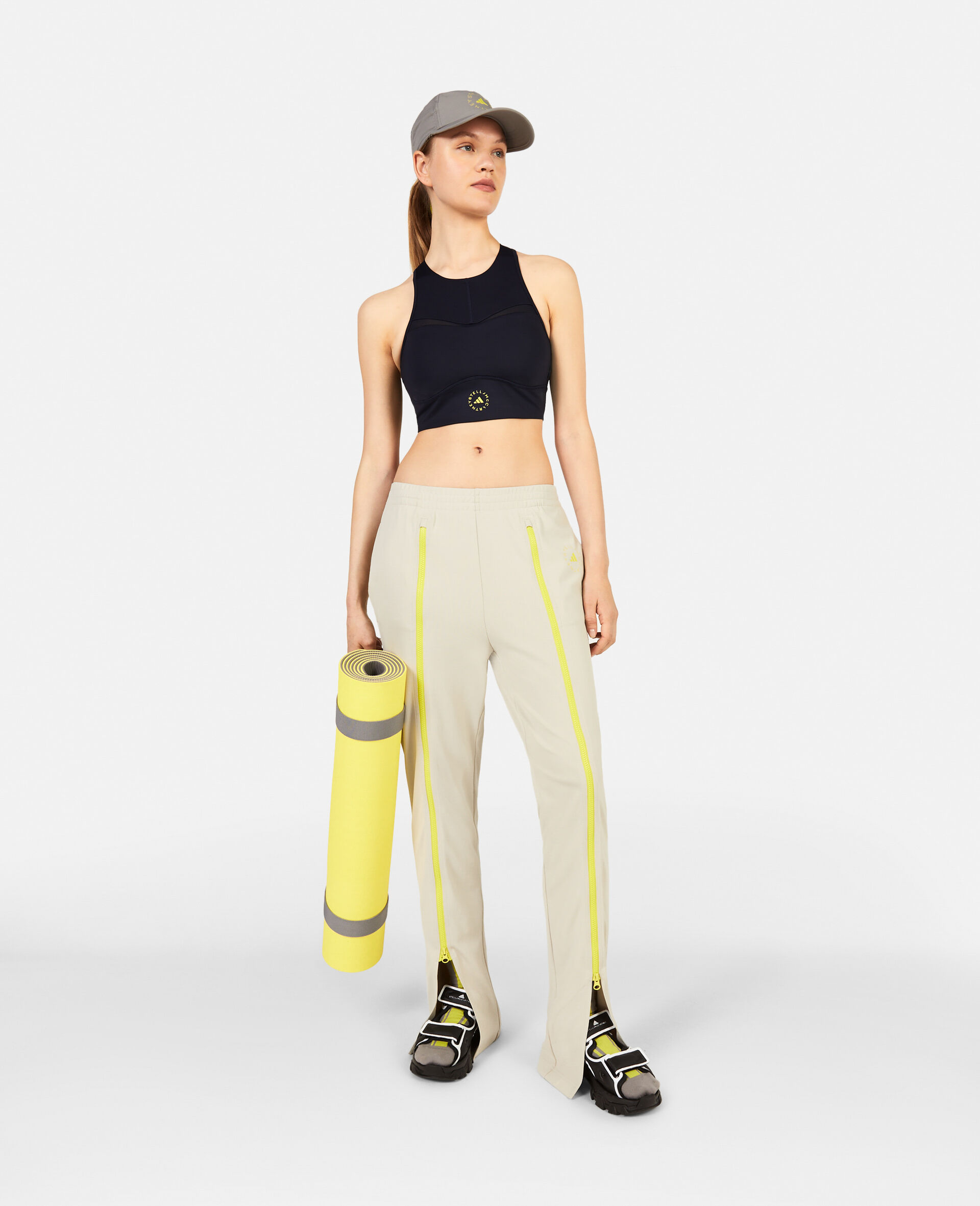 TrueCasuals Split Cuff Flared Leggings-Cream-model TrueCasuals Split Cuff Flared Leggings-Cream-model