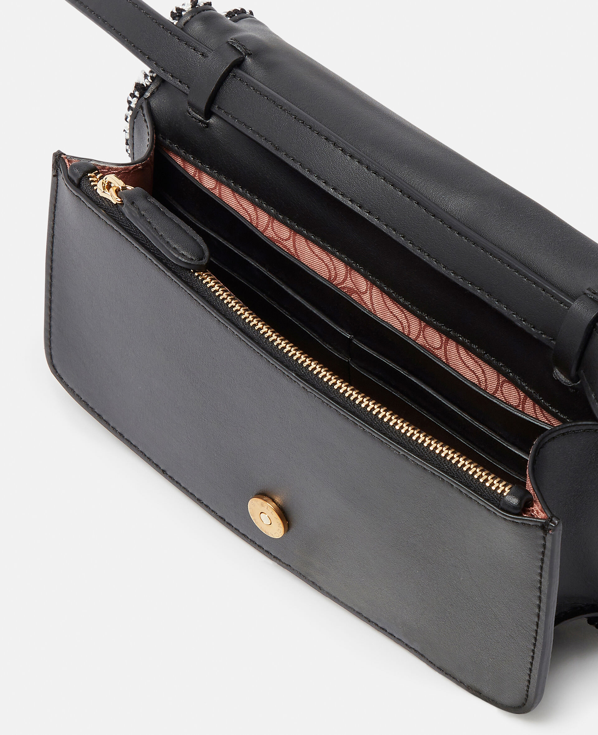 S-Wave Padded Tweed Wallet on Strap-Black-large image number 3