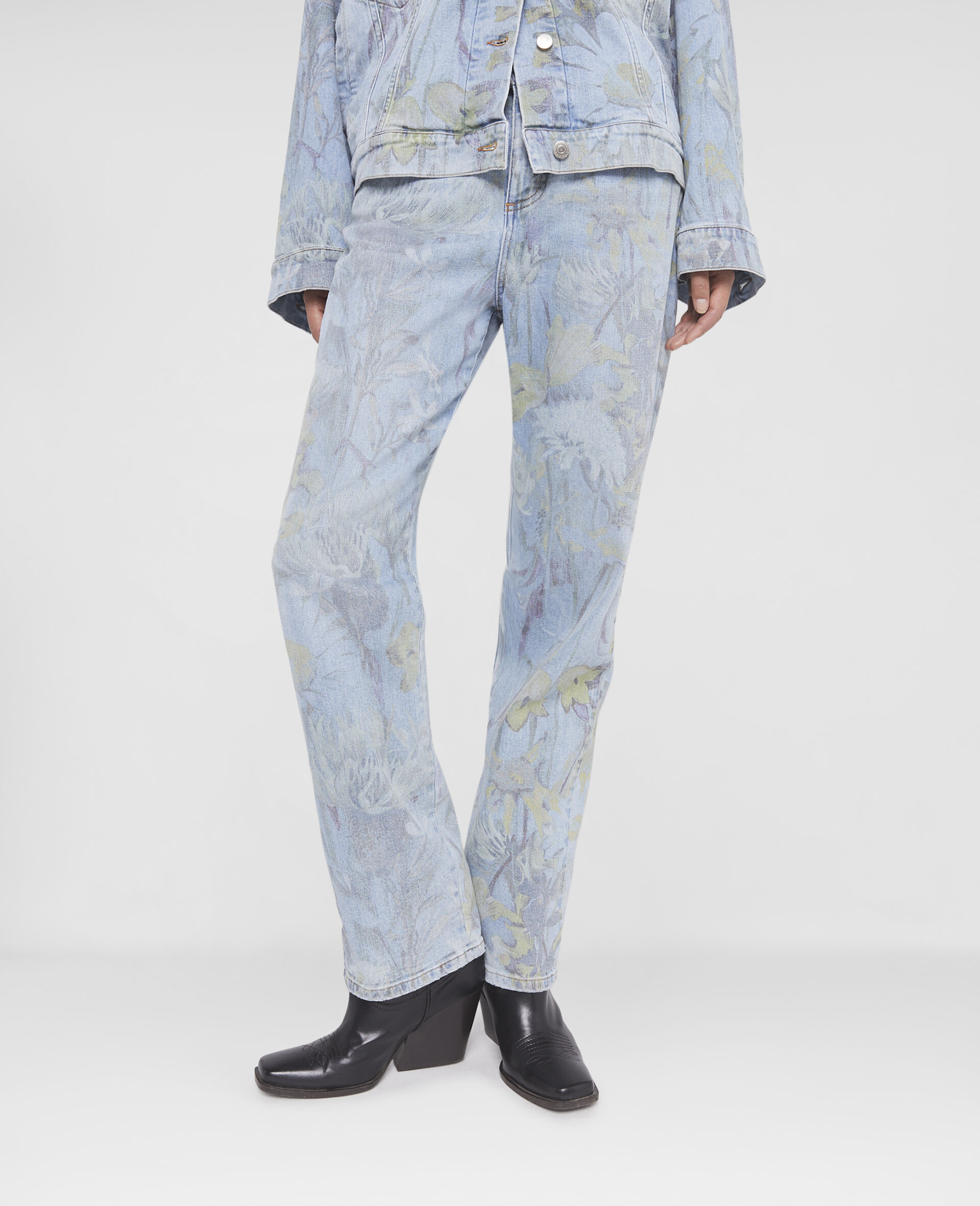 Rewild Flora Print Straight Leg Jeans-Blue-large image number 3