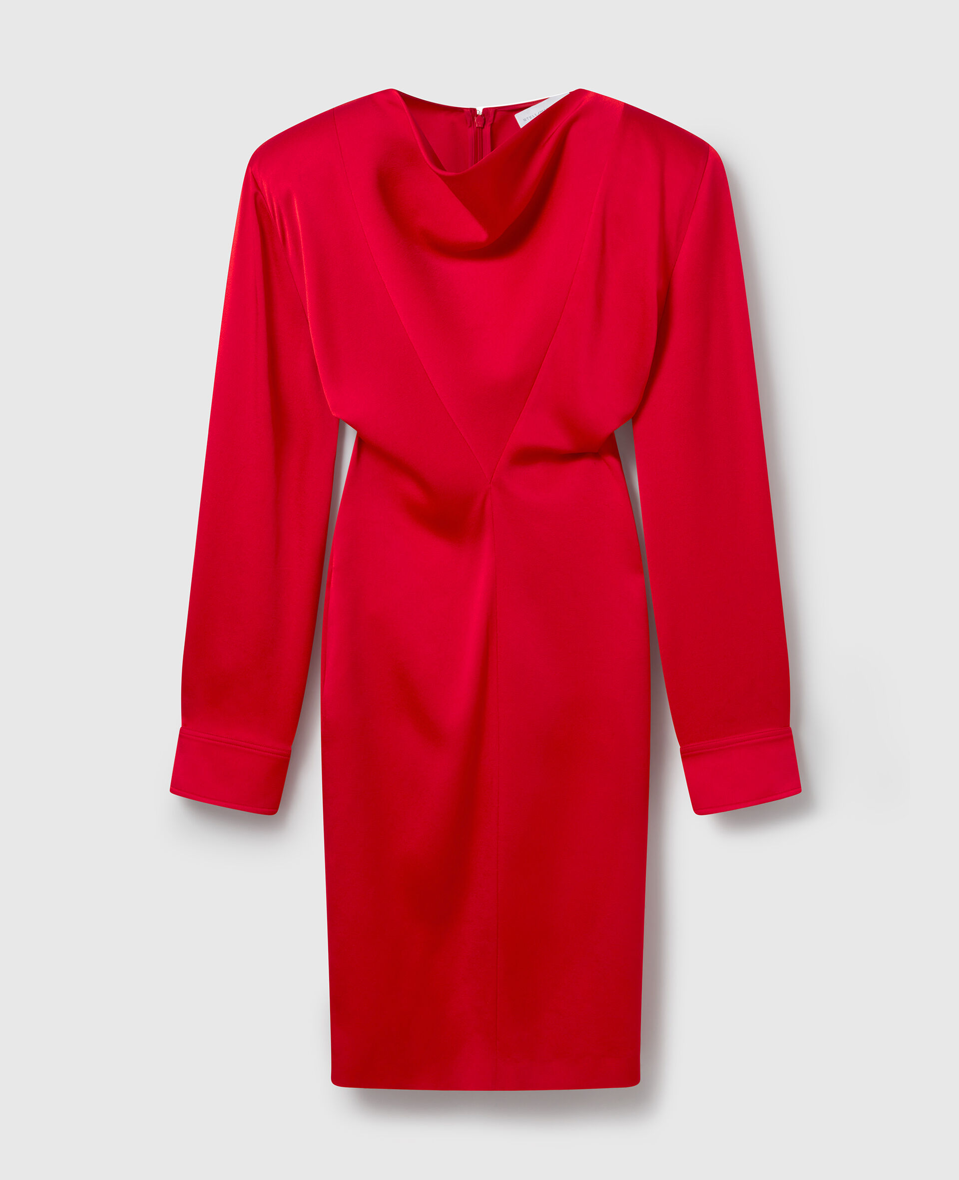 Cowl Neck Long-Sleeve Midi Dress-Red-large image number 0