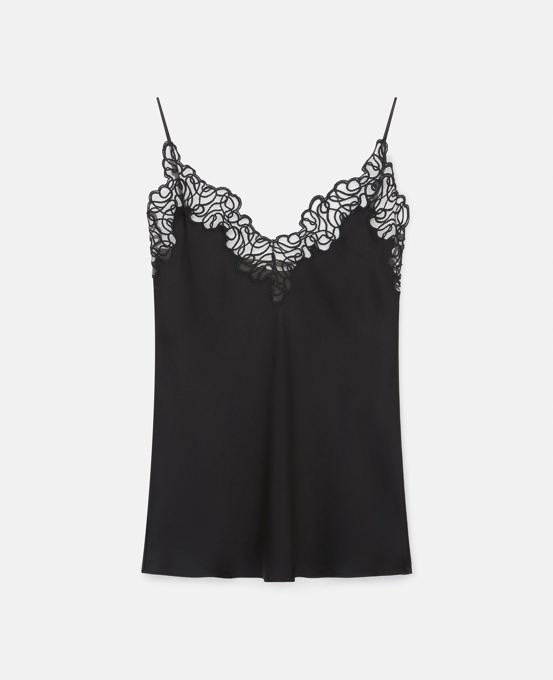 Scribbled Lace Satin Cami-Black-large