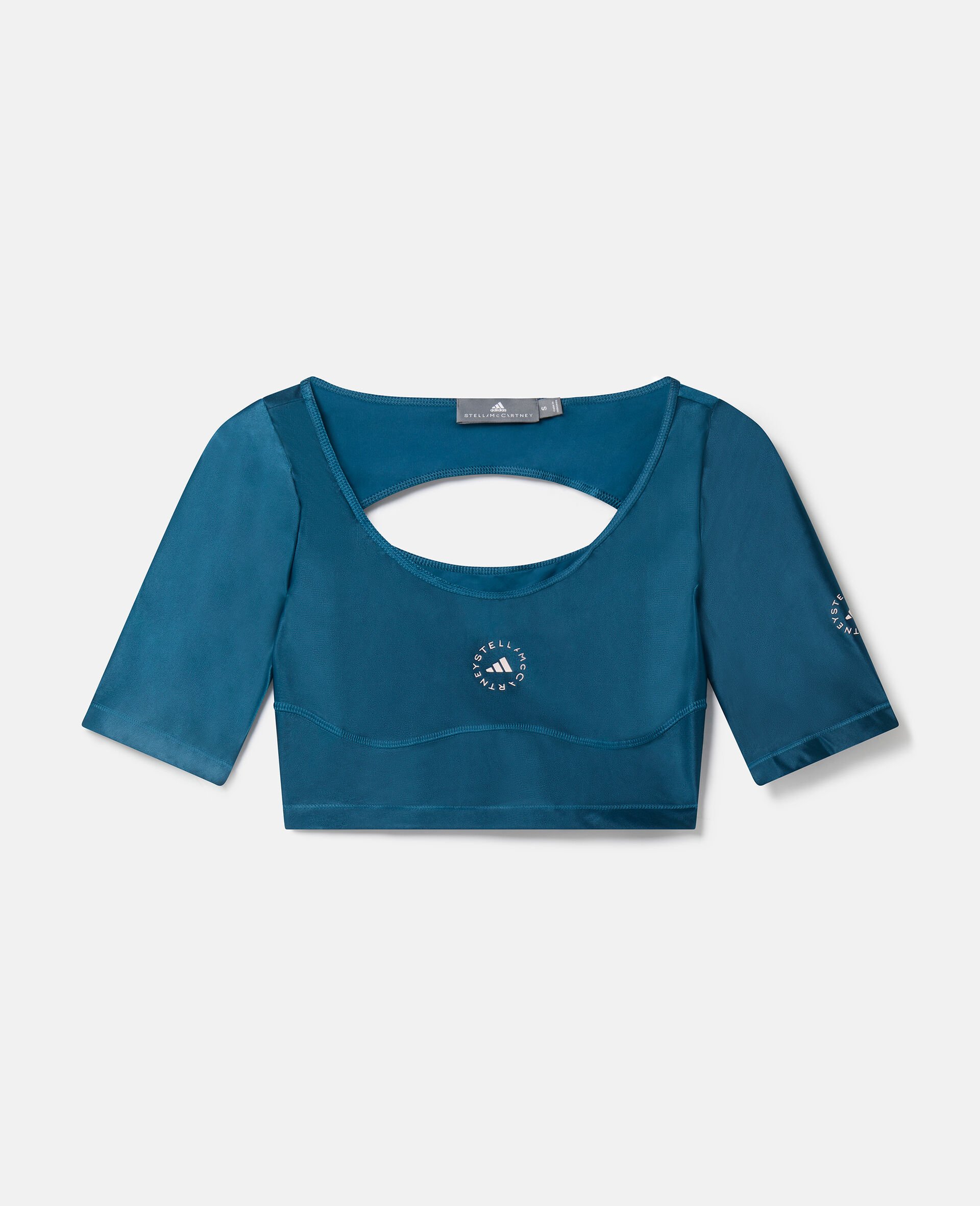 Top corto TruePurpose con scollo arrotondato-Blu-large image number 0