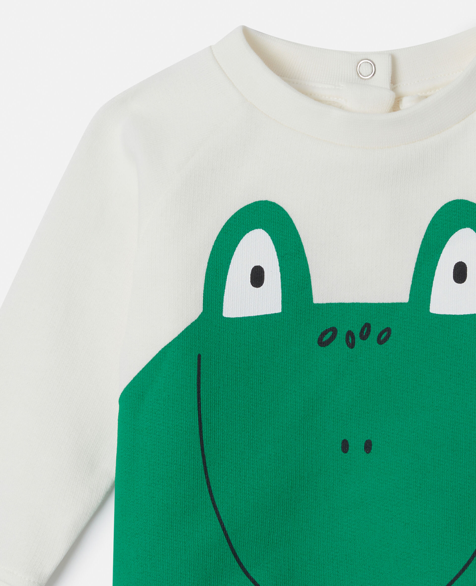 Frog Graphic Long Sleeve T-Shirt-Cream-large image number 1