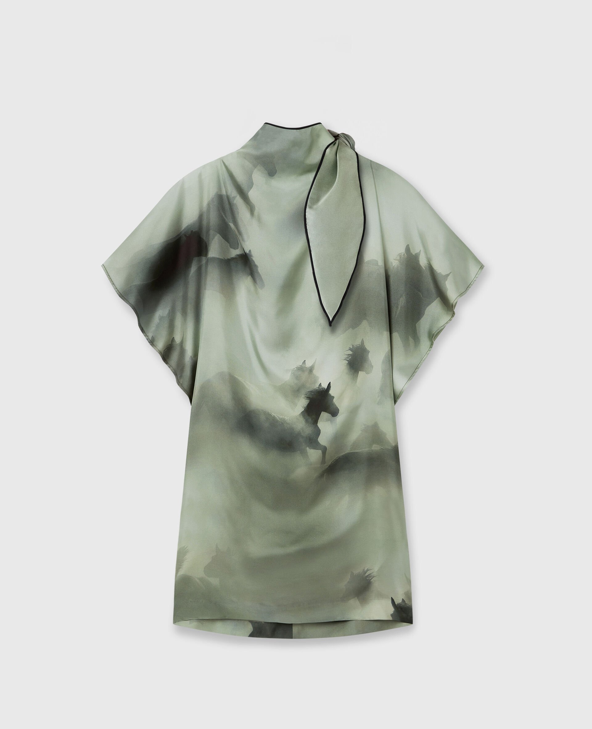 Horse Print Dress-Green-large image number 0